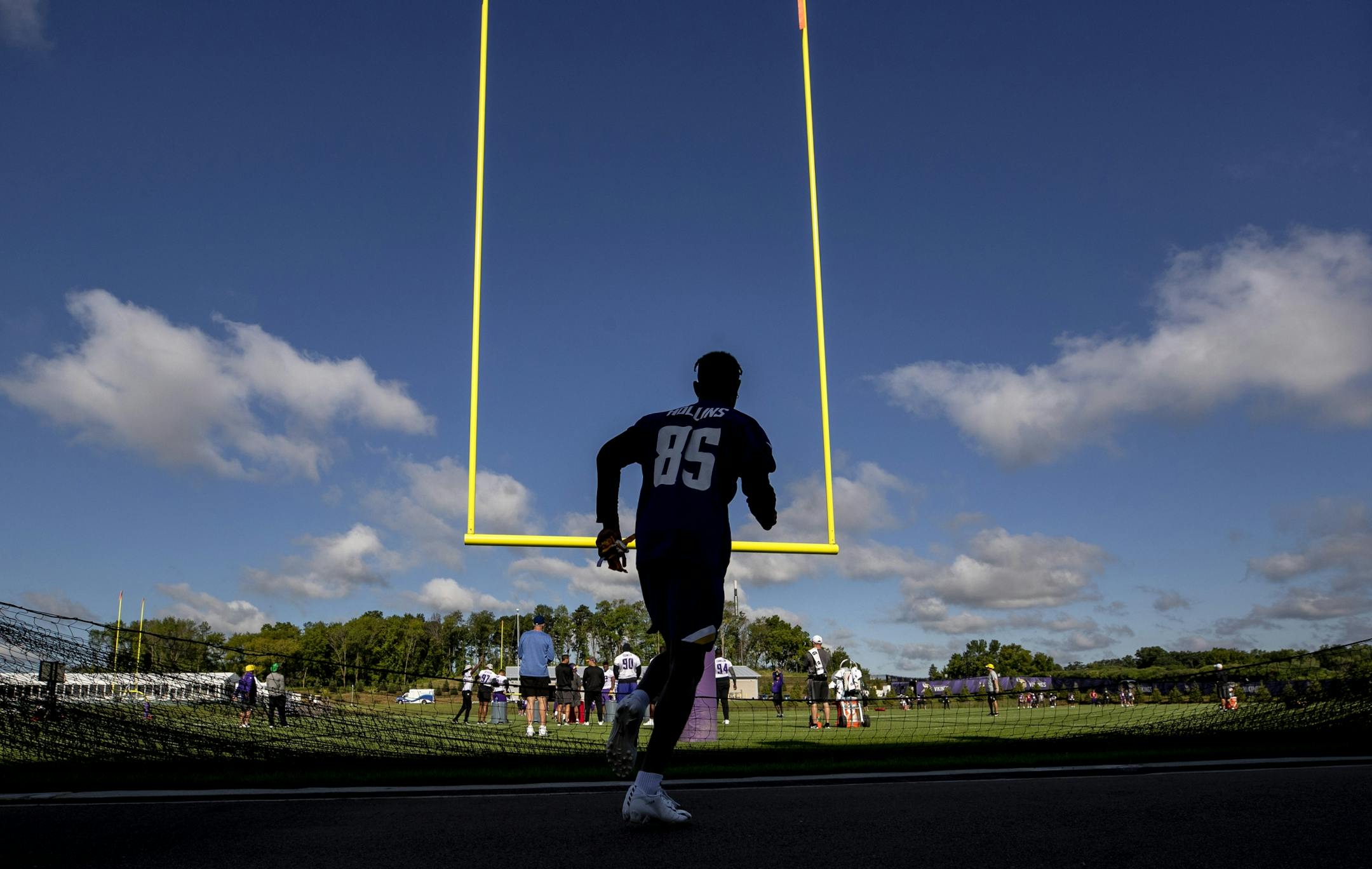 Minnesota Vikings wide receiver Alexander Hollins ran out for the morning walk through practice.
