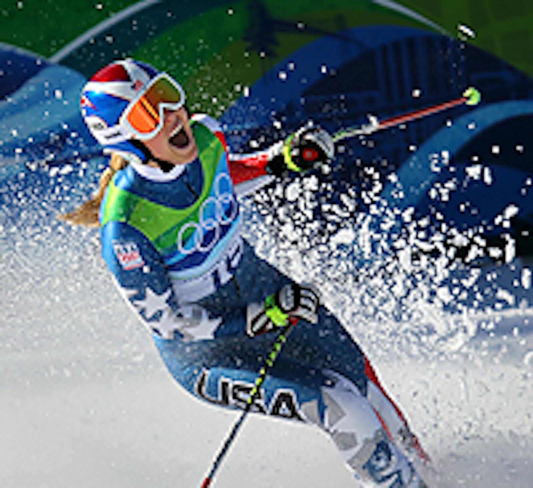 Lindsey Vonn after winning the Women's Downhill in the 2010 Olympics