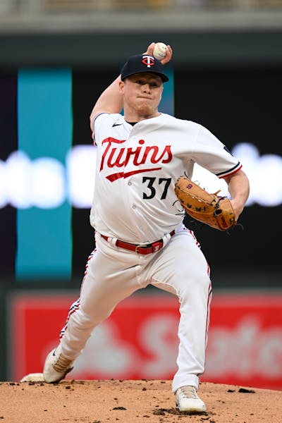Minnesota Twins starting pitcher Louie Varland throws a pitch against the San Diego Padres in the top of the first inning Tuesday, May 9, 2023, at Tar