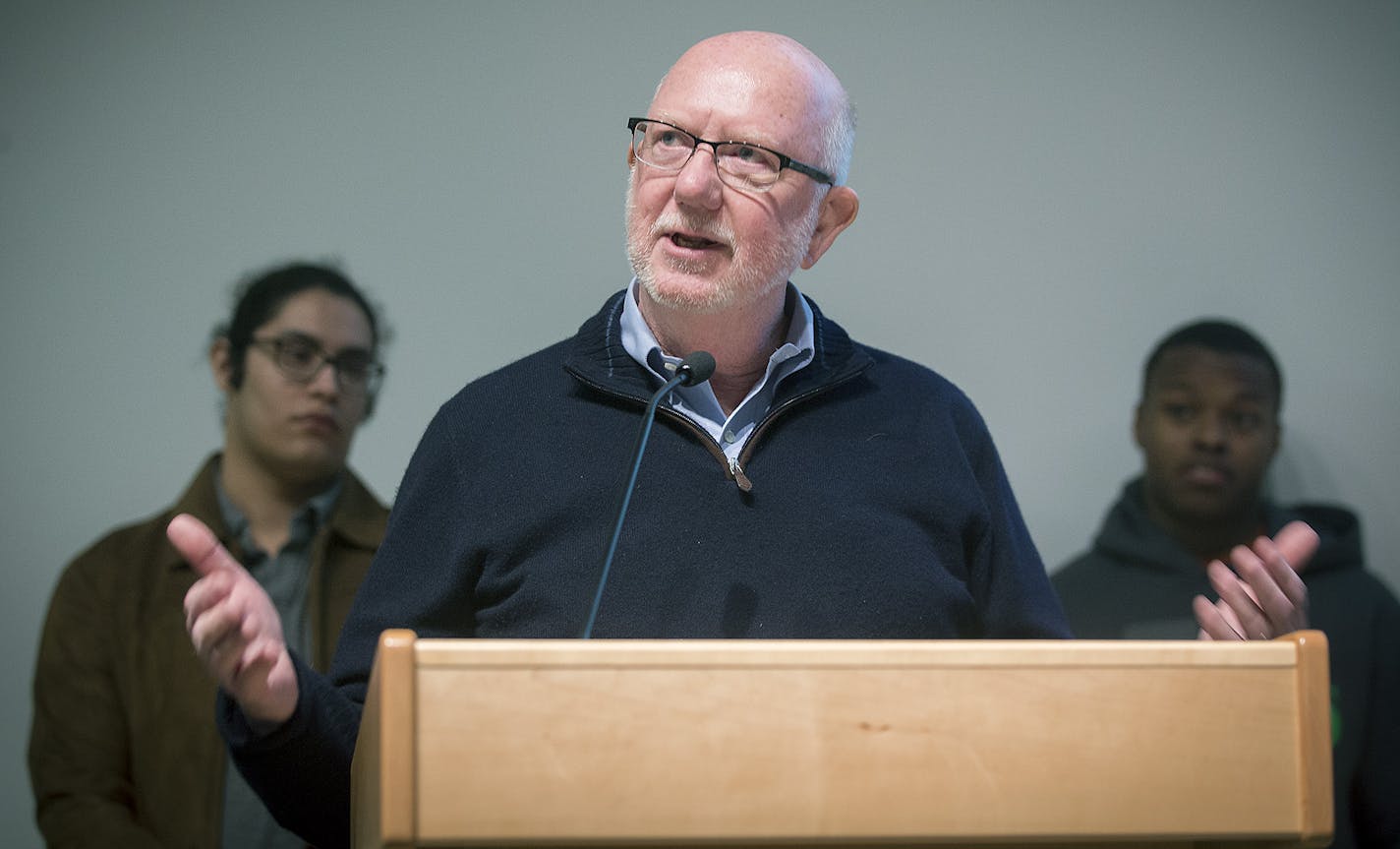 St. Olaf College President David R. Anderson returned to speak with students that were demanding action and dialogue after numerous acts of incidents of racial hate happened on campus, Monday, May 1, 2017 in Northfield, MN. ] ELIZABETH FLORES • liz.flores@startribune.com