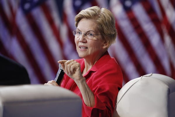FILE - In this Oct. 2, 2019 file photo, Democratic presidential candidate Sen. Elizabeth Warren, D-Mass., speaks during a gun safety forum in Las Vega