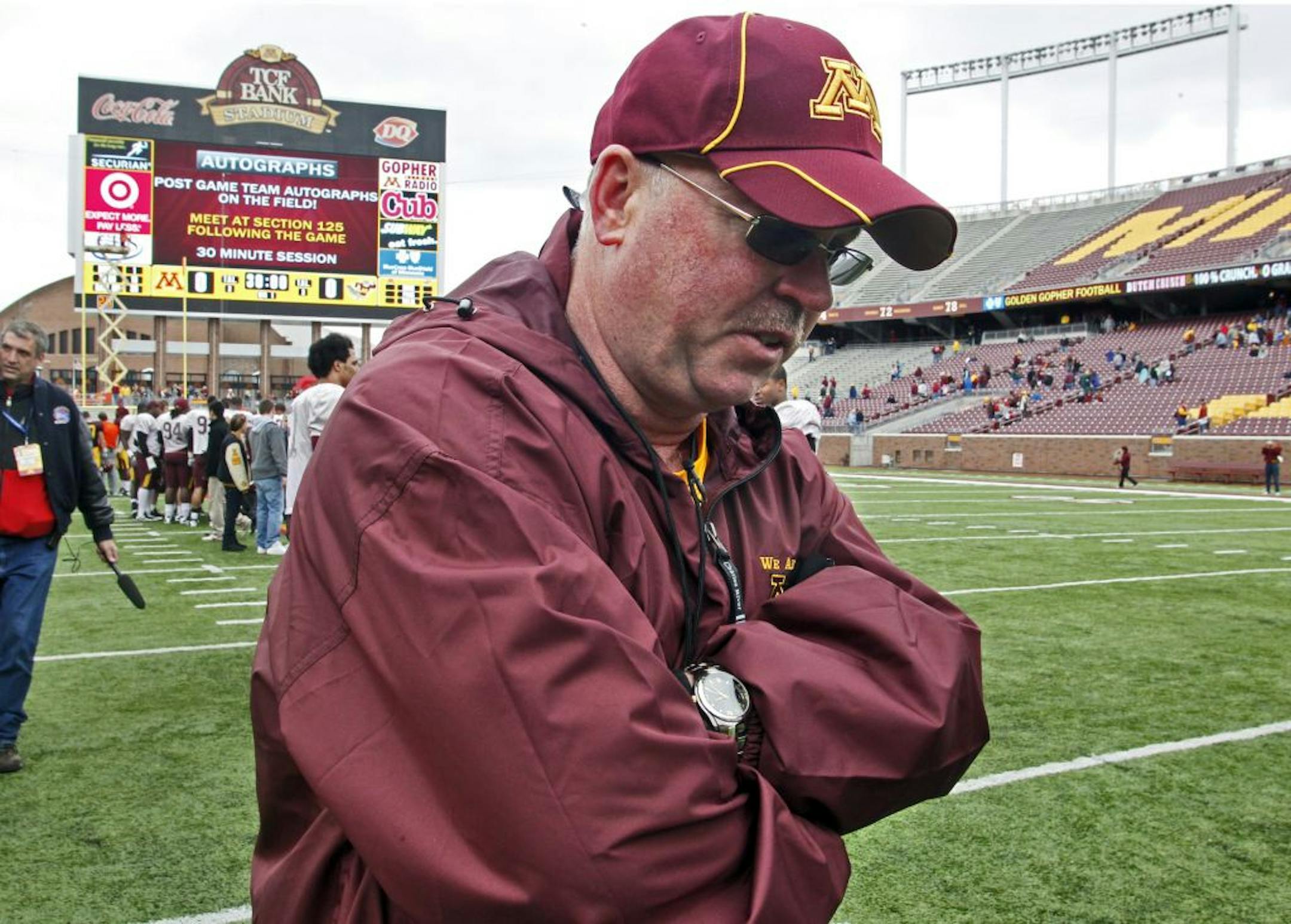 Gophers coach Jerry Kill left the field at the end of Saturday's spring game after telling his players he appreciated their effort but they had a lot of work to do.