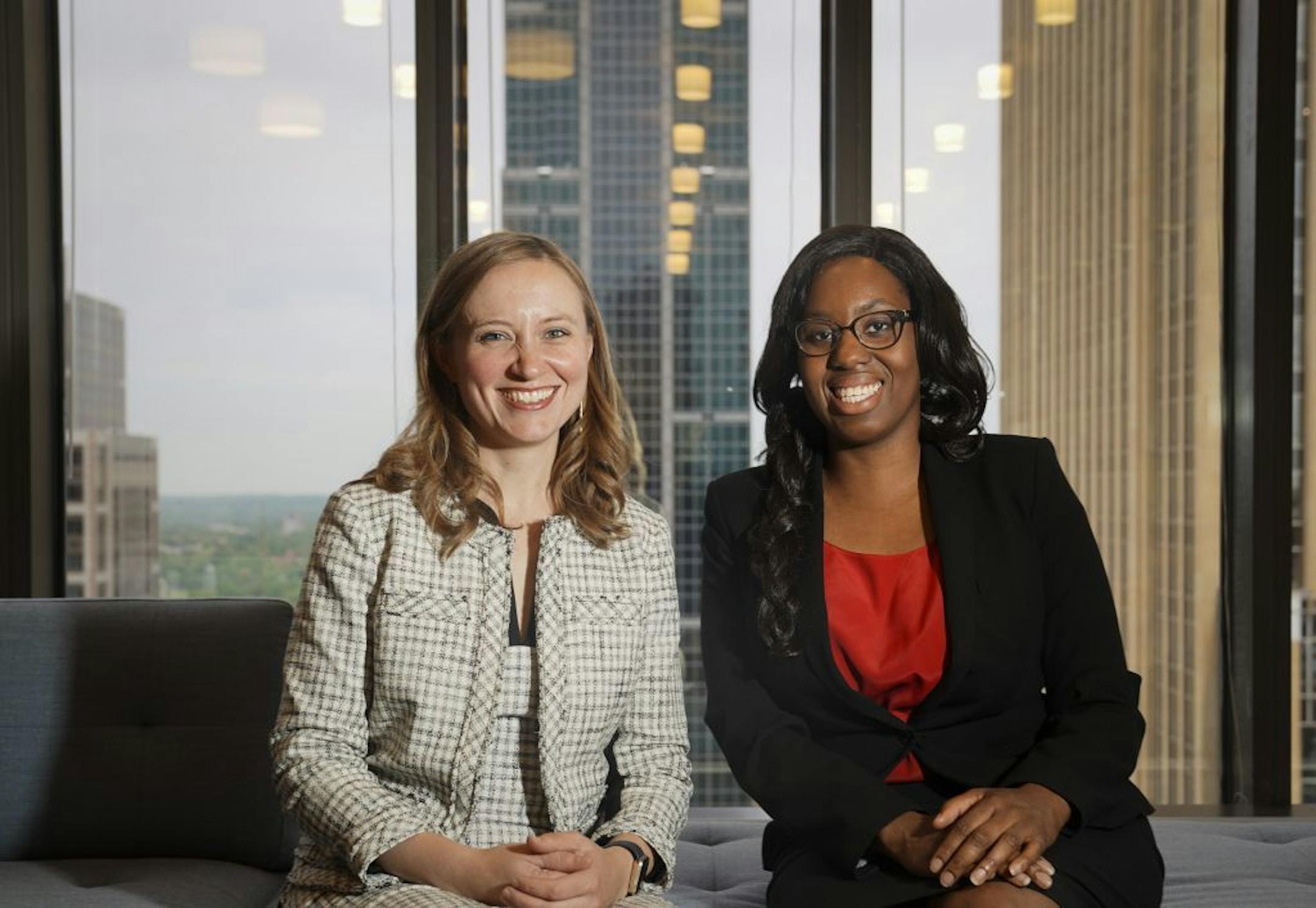 Ballard Spahr managing partner Karla Vehrs with Naphtalie Librun-Ukiri, a first-year law student and recipient of a joint fellowship between the Minneapolis law firm and Piper Jaffray.
