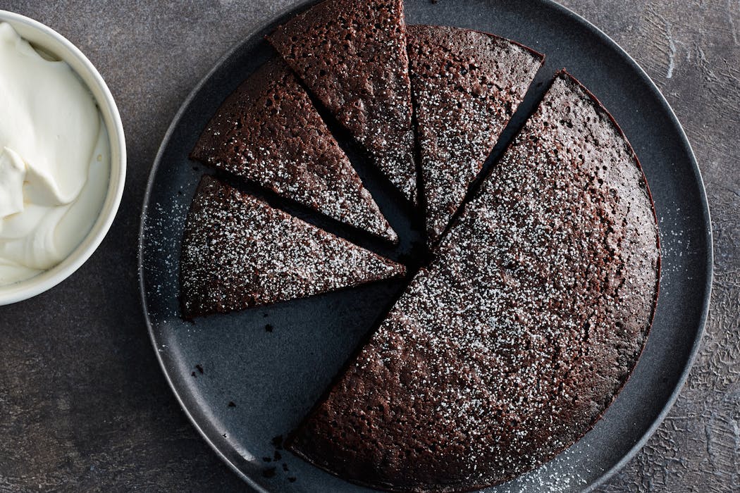 Earl Grey tea gives this chocolate olive oil cake a citrusy note.