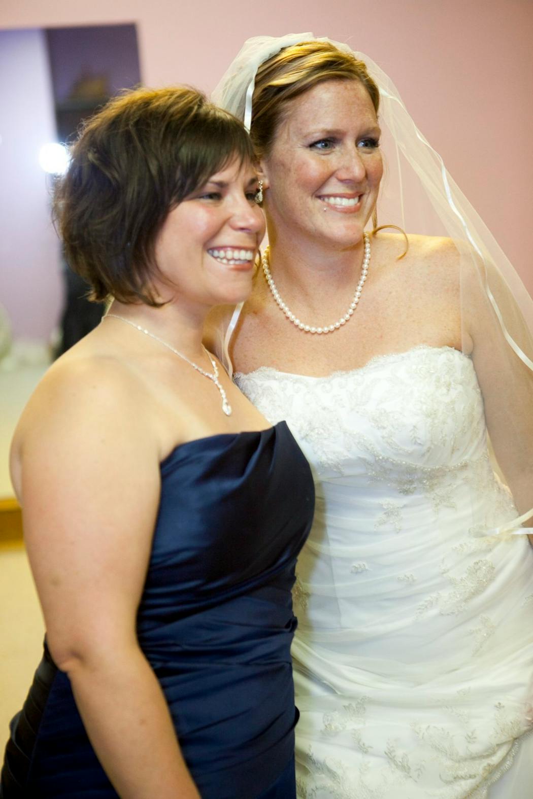 When Abbey Bryduck, right, got married in 2009, her best friend from camp, Carrie Bush, stood by her side as her maid of honor.