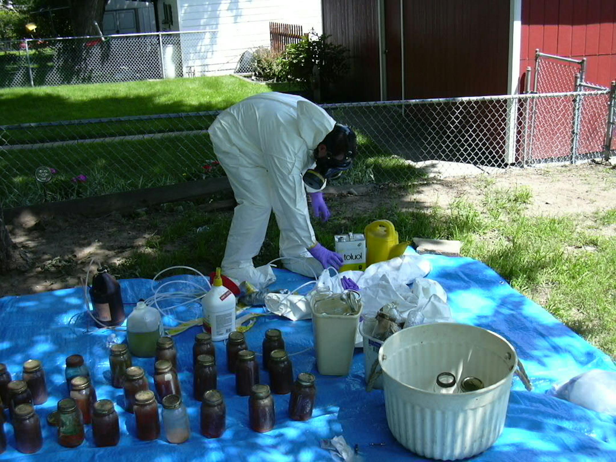 Authorities arranged the removal of numerous chemicals, some volatile or carcinogenic, from a West St. Paul house that was heavily contaminated by meth-making in 2005. Near the entrance to a cellar, where the makeshift lab was set up, police found boobytraps made with a bear trap. They also found six guns and six pipe bombs in the house, along with three young children and their parents. The father went to prison after the raid, just weeks before a new state law restricted sales of pseudoephedri