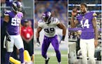 Anthony Barr (left to right), Danielle Hunter and Stefon Diggs are all in line for new contracts, putting pressure on the VIkings' Rob Brzezinski.