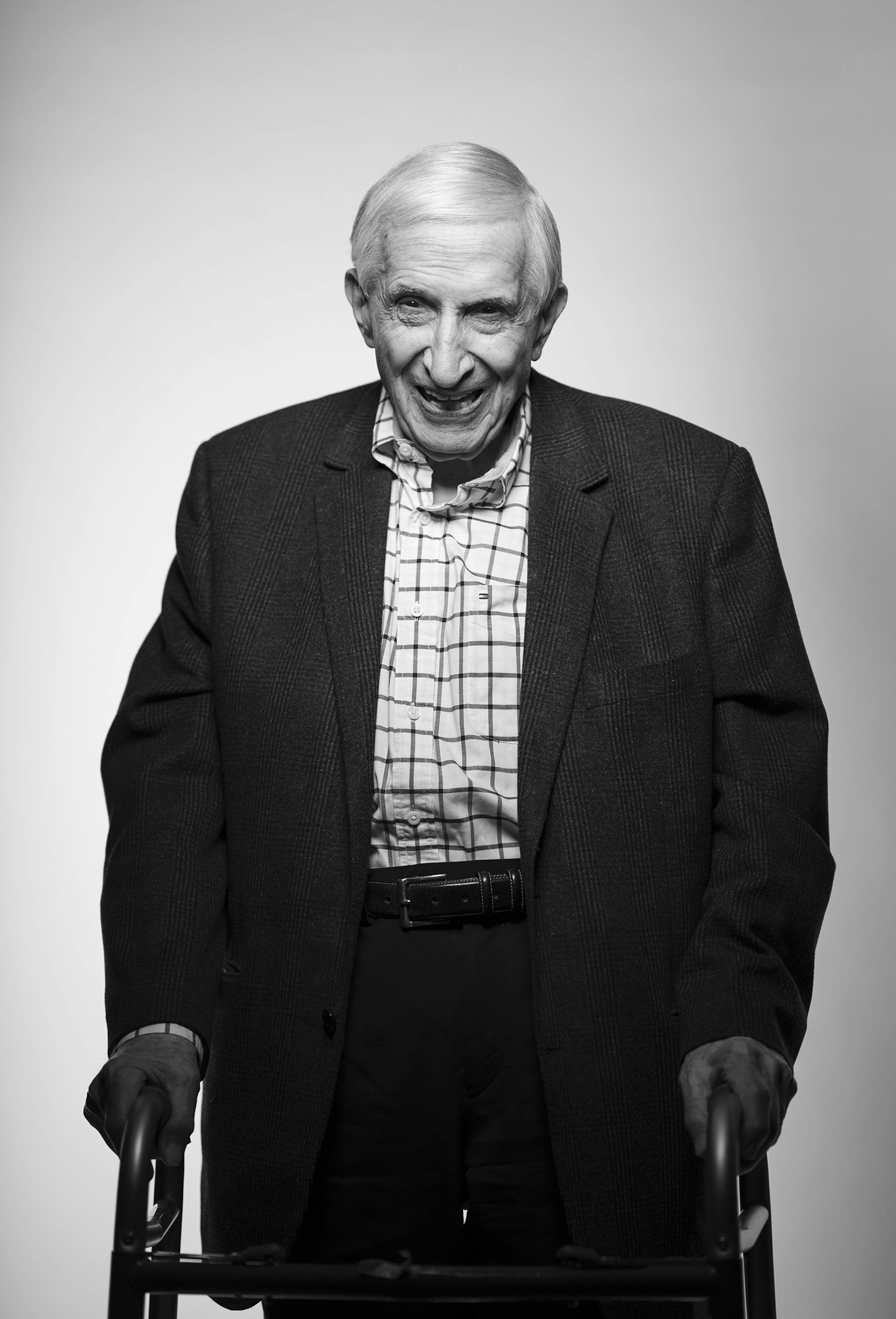 Sid Hartman, the legendary Star Tribune sportswriter, photographed in the studio ahead of his 100th birthday.