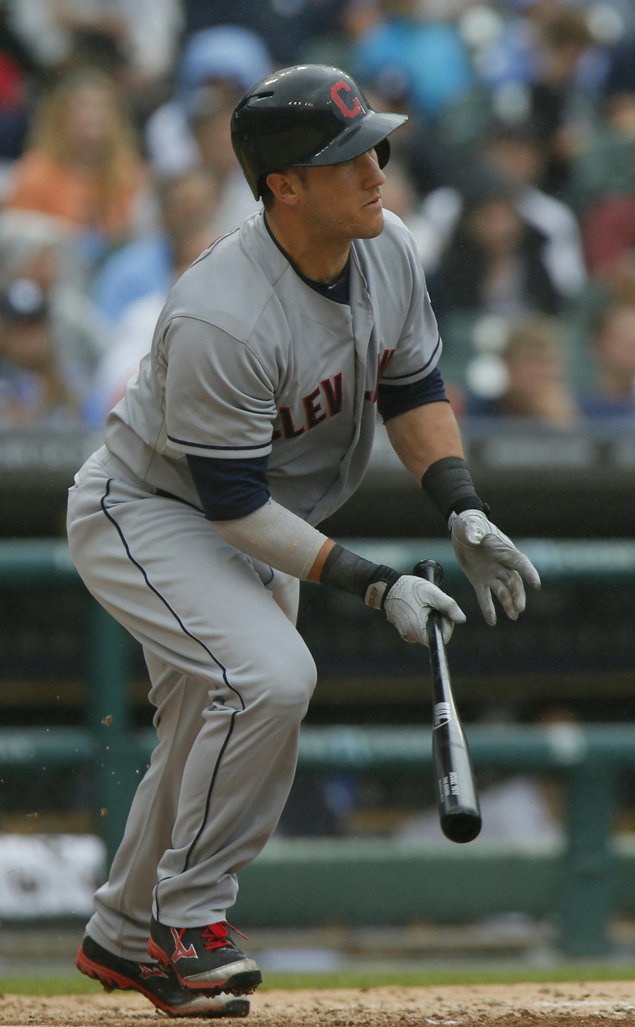 DETROIT, MI - JULY 19: Yan Gomes #10 of the Cleveland Indians singles against the Detroit Tigers during game one of a double header at Comerica Park on July 19, 2014 in Detroit, Michigan. (Photo by Duane Burleson/Getty Images) *** Local Caption *** Yan Gomes