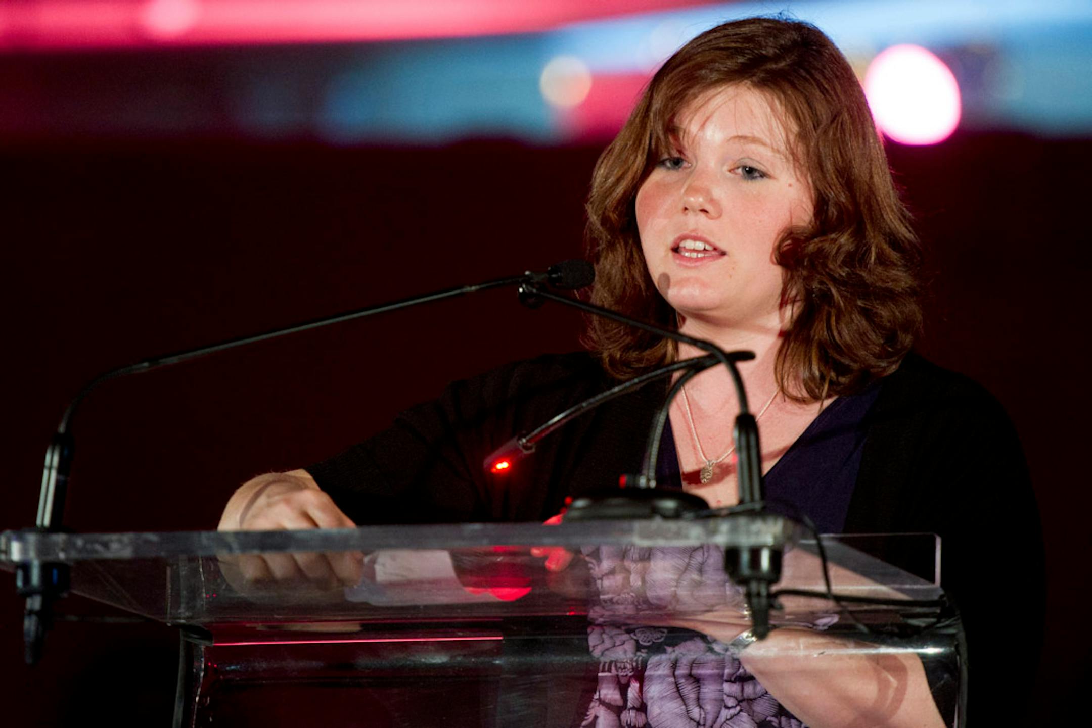 Jaycee Dugard accepts her DVF Award at The Third Annual DVF Awards held at the United Nations in New York, Friday, March 9, 2012.