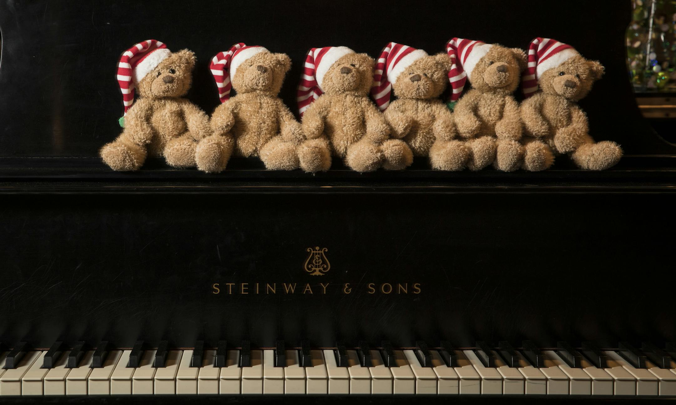 A group of teddy bears on the piano at Bonnie McGrath's house in Edina, Minn., on Friday, December 1, 2017. ] RENEE JONES SCHNEIDER • renee.jones@startribune.com