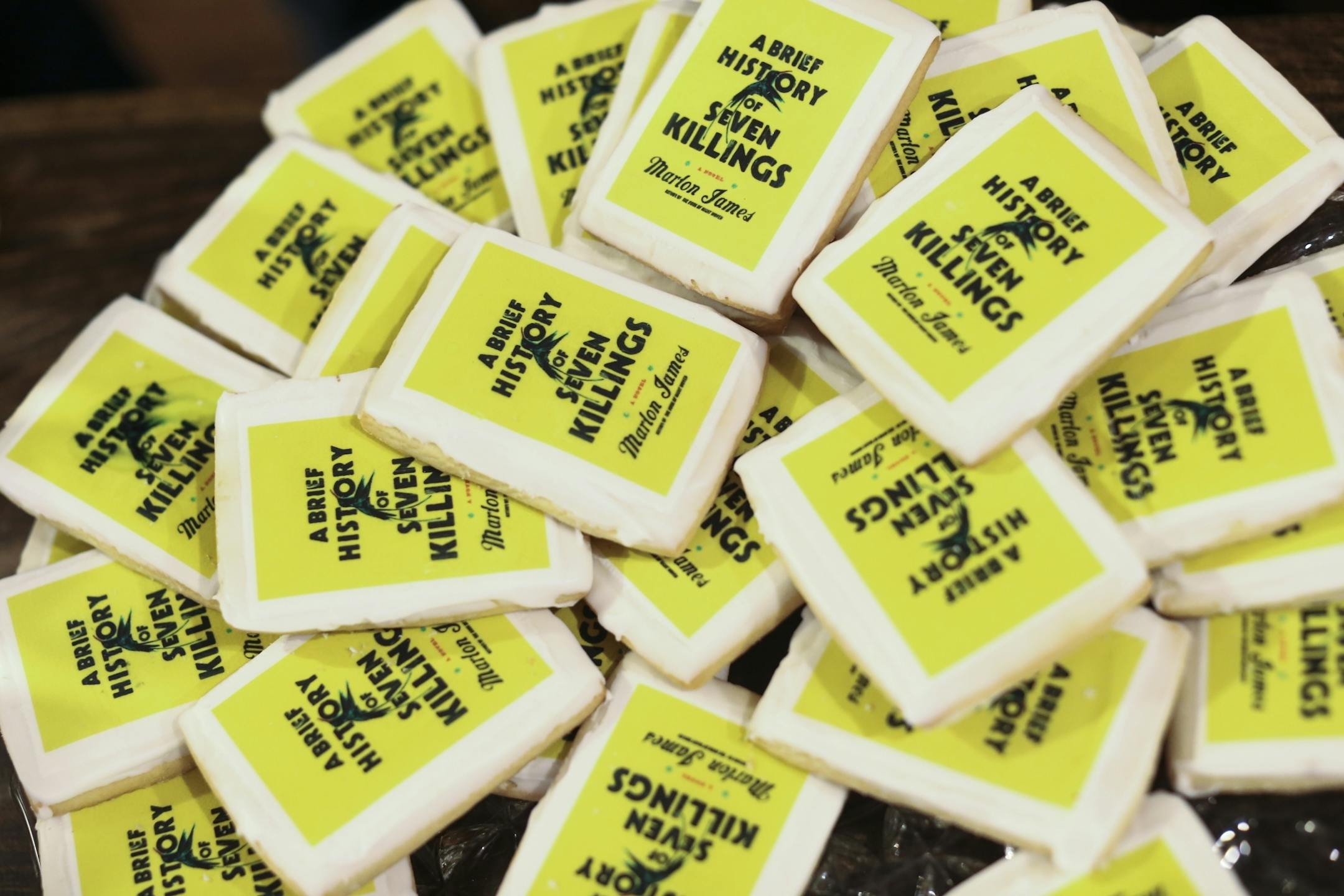 Special cookies for author Marlon James' reading of his new book "A Brief History of Seven Killings" at Common Good Books on Wednesday, October 3, 2014 in St. Paul, Minn.