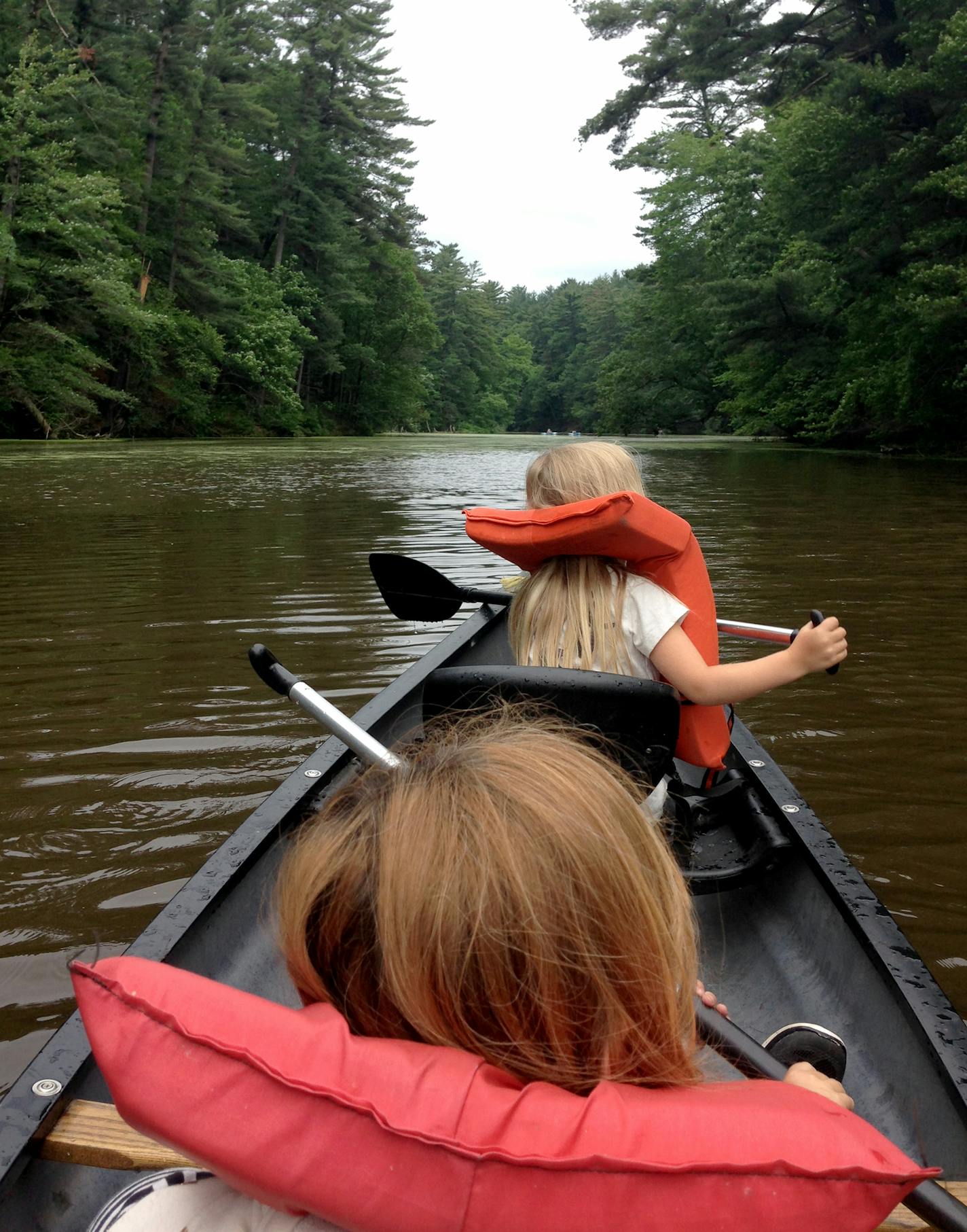 The Seth Peterson Cottage rental comes with a canoe for paddling through the different arms of Mirror Lake.