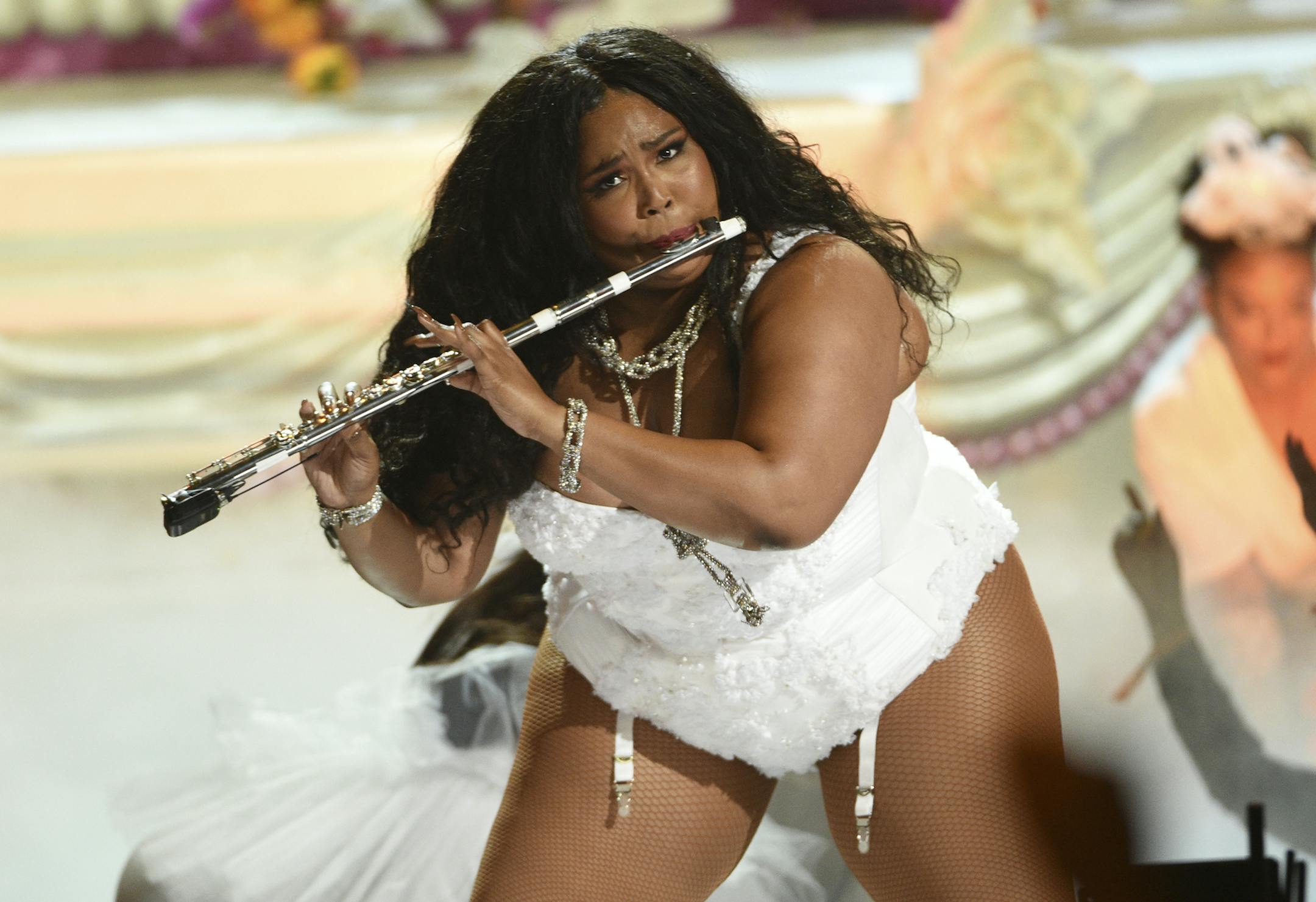 Lizzo performs "Truth Hurts" at the BET Awards on Sunday, June 23, 2019, at the Microsoft Theater in Los Angeles. (Photo by Chris Pizzello/Invision/AP)