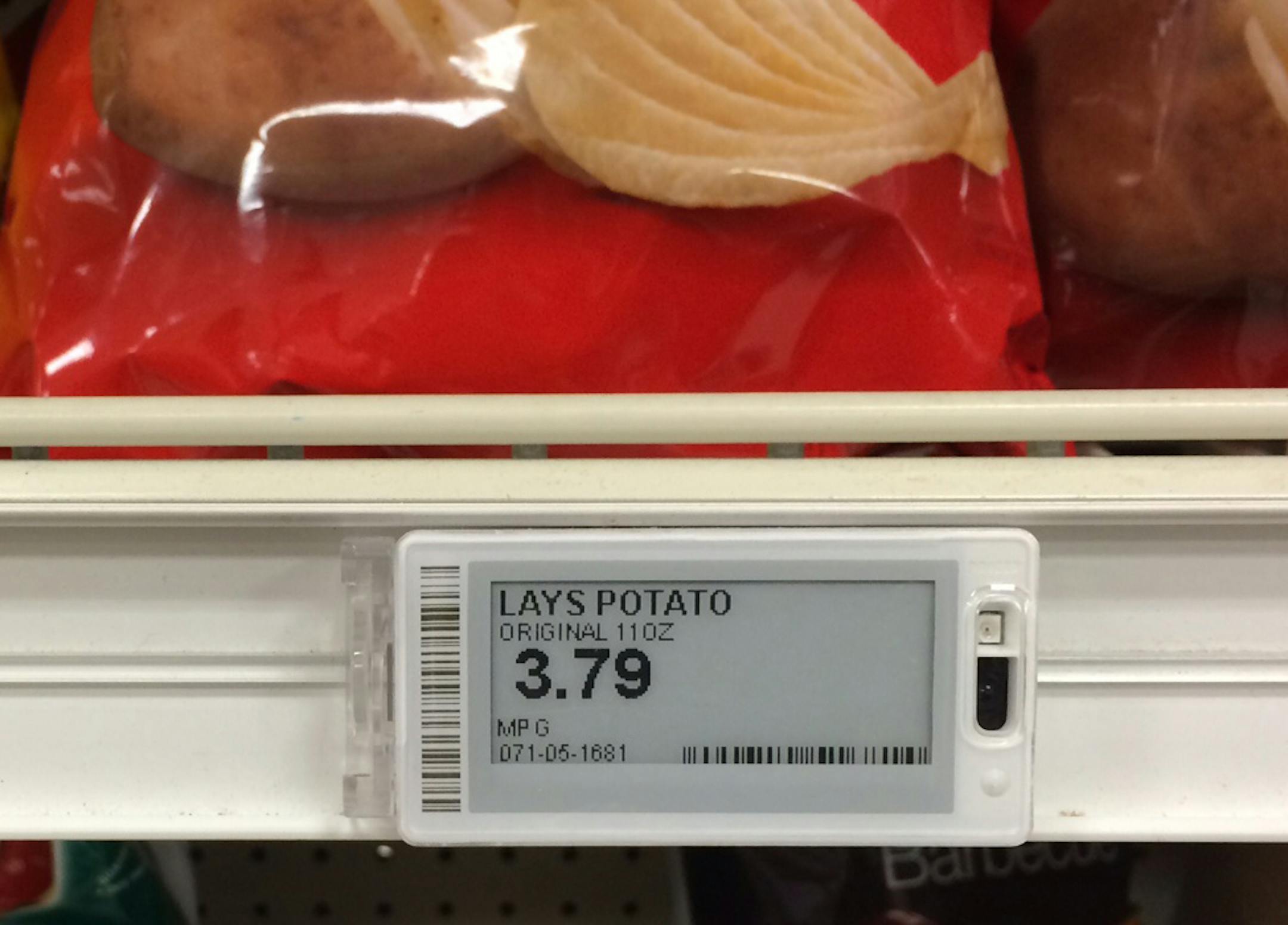 Digital shelf tags that Target recently tested at its store in Eden Prairie.