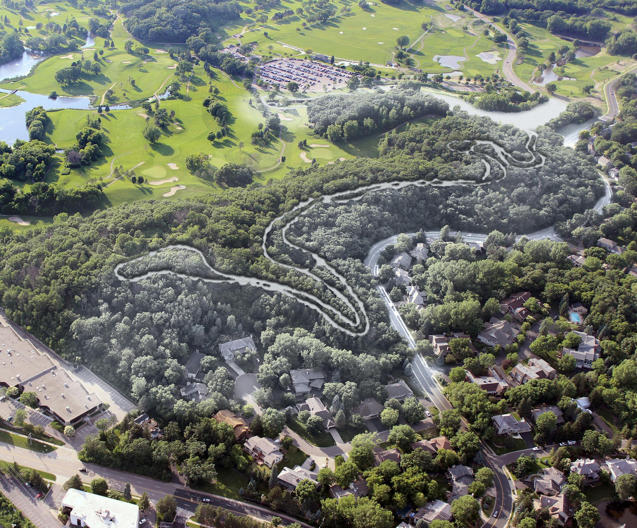 Proposed snowmaking, ski trails and snow tube hill at Braemar Park. View to the Northwest.