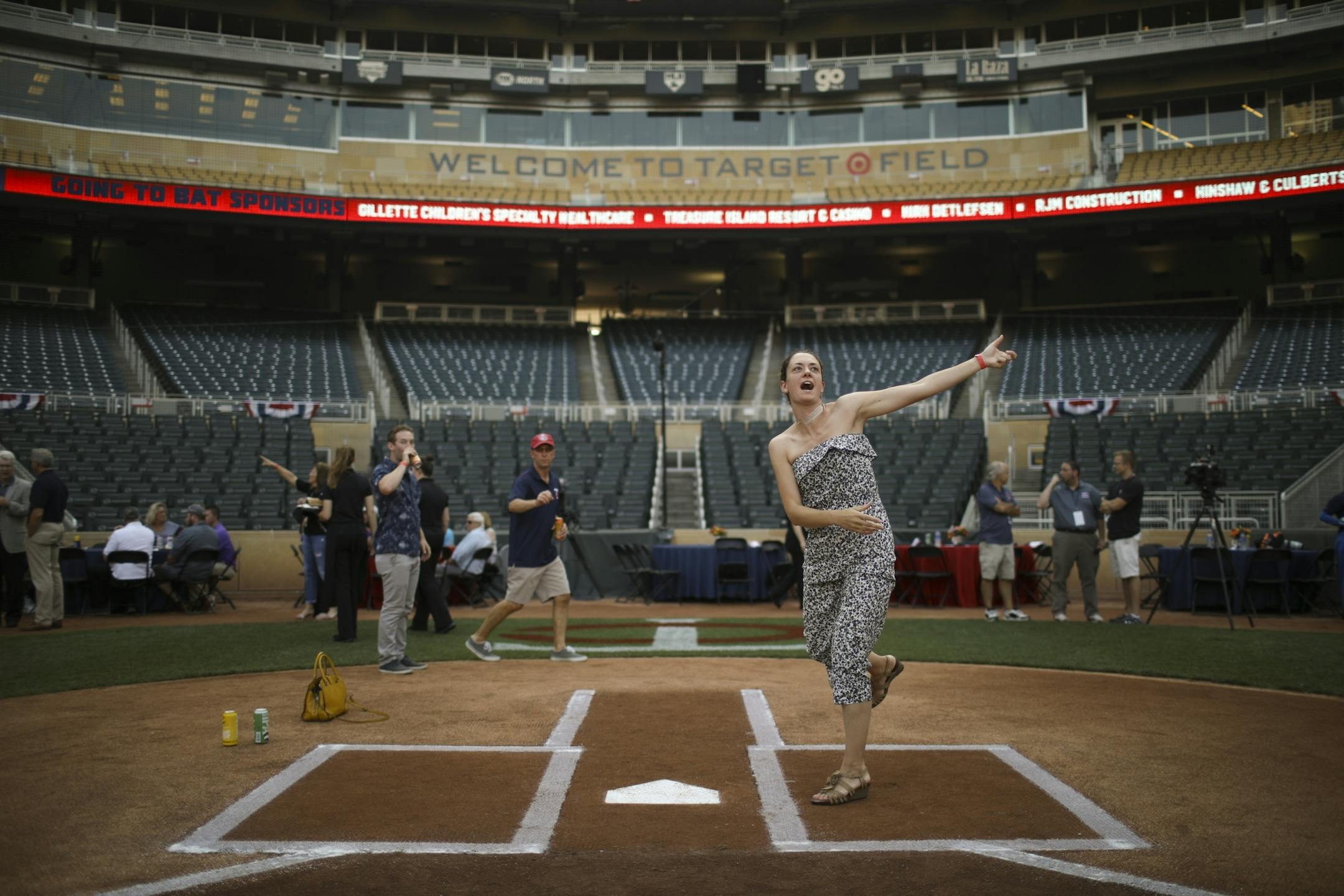 Anna Gerken showed her batting form for a photo her husband, Logan Gerken was taking with his phone.