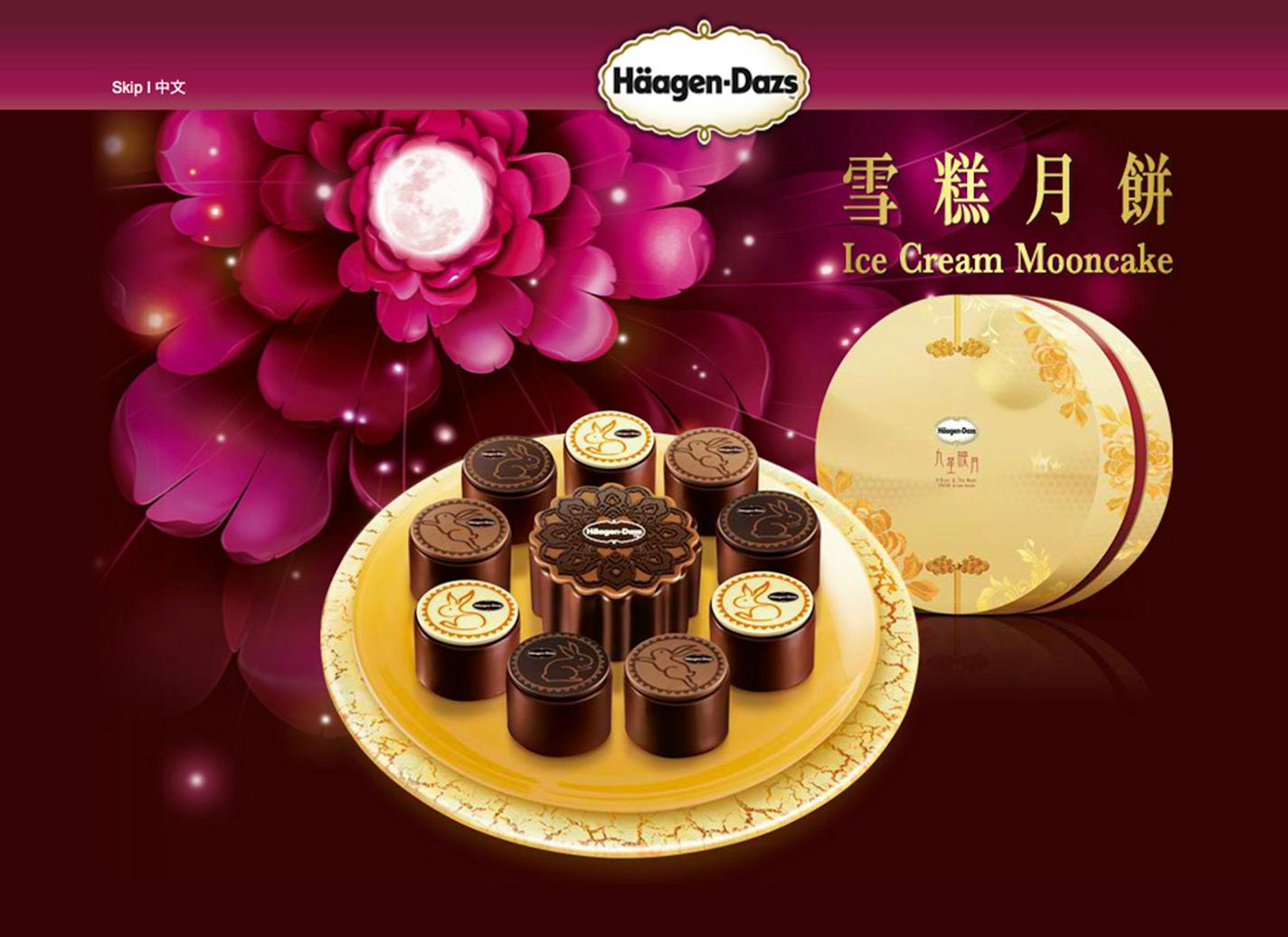 Moon festival treats on H&#xe4;agen-Dazs&#x2019; Chinese website.