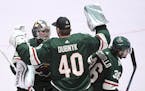 Devan Dubnyk (40) came to the Wild midway through the 2014-15 season and has been traded to San Jose for draft choices.