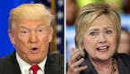 This photo combo of file images shows U.S. presidential candidates Donald Trump, left, and Hillary Clinton. Income inequality has been a rallying cry 