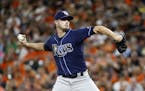 Tampa Bay Rays starting pitcher Jake Odorizzi throws to the Baltimore Orioles during a baseball game in Baltimore, Saturday, Sept. 23, 2017. (AP Photo