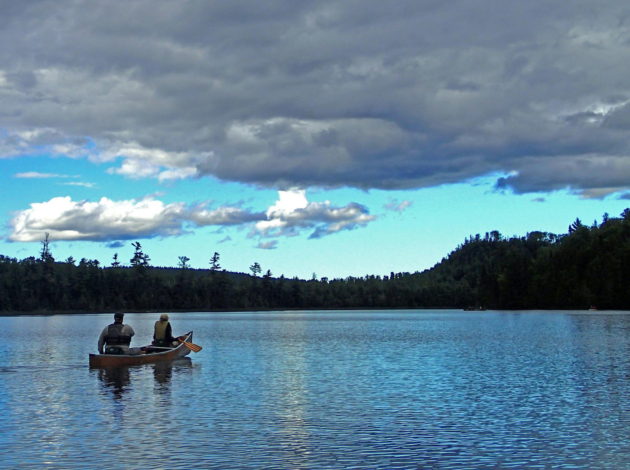 John and Jodi Weyrauch of Stillwater paddled on Moon Lake in the Boundary Waters Canoe Area Wilderness. They had portaged from East Bearskin Lake for a day of fishing. ORG XMIT: MIN1407171402291808
