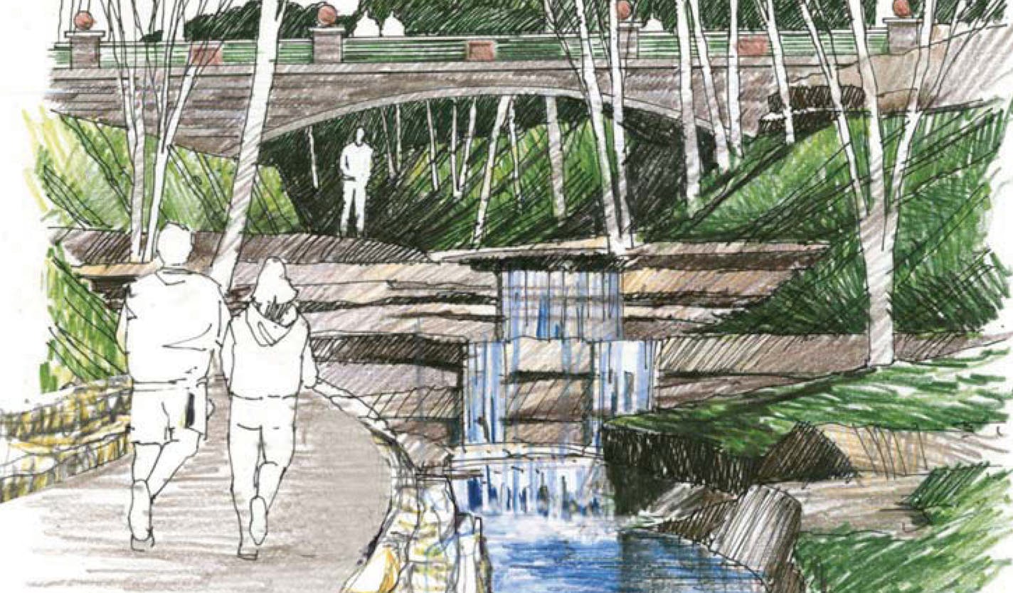 What city officials hope Hidden Falls can become as part of a new storm water containment system. (Source: St. Paul Department of Planning and Economic Development.)