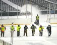 Preparations for the NHL Winter Classic on Saturday continued at Target Field on Wednesday.
