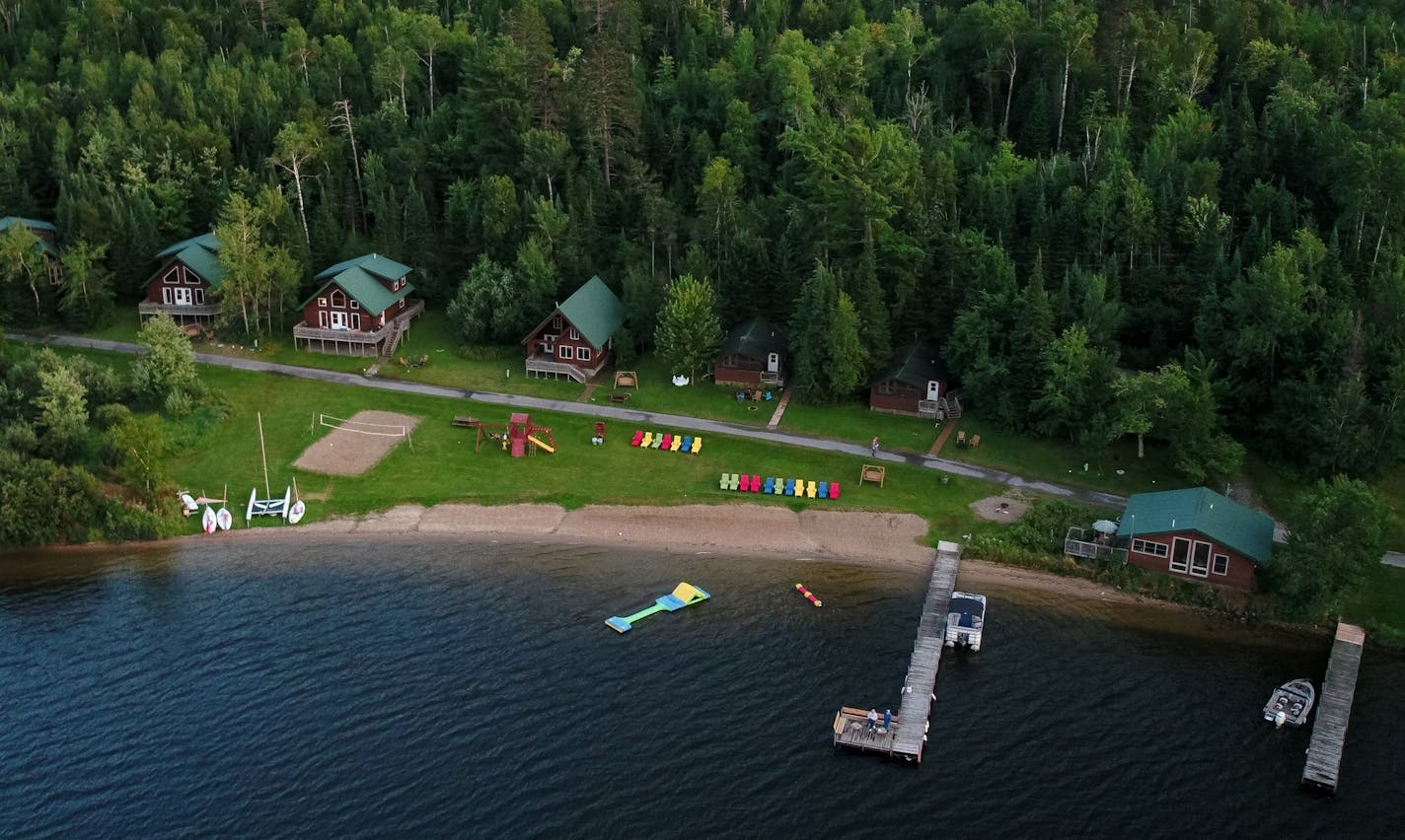 An aerial view of Pehrson Lodge Resort's waterfront. ] AARON LAVINSKY • aaron.lavinsky@startribune.com Feature on Pehrson Lodge Resort on Lake Vermilion, one of Minnesota's premier sailing destinations. Photographed in late August, 2017.