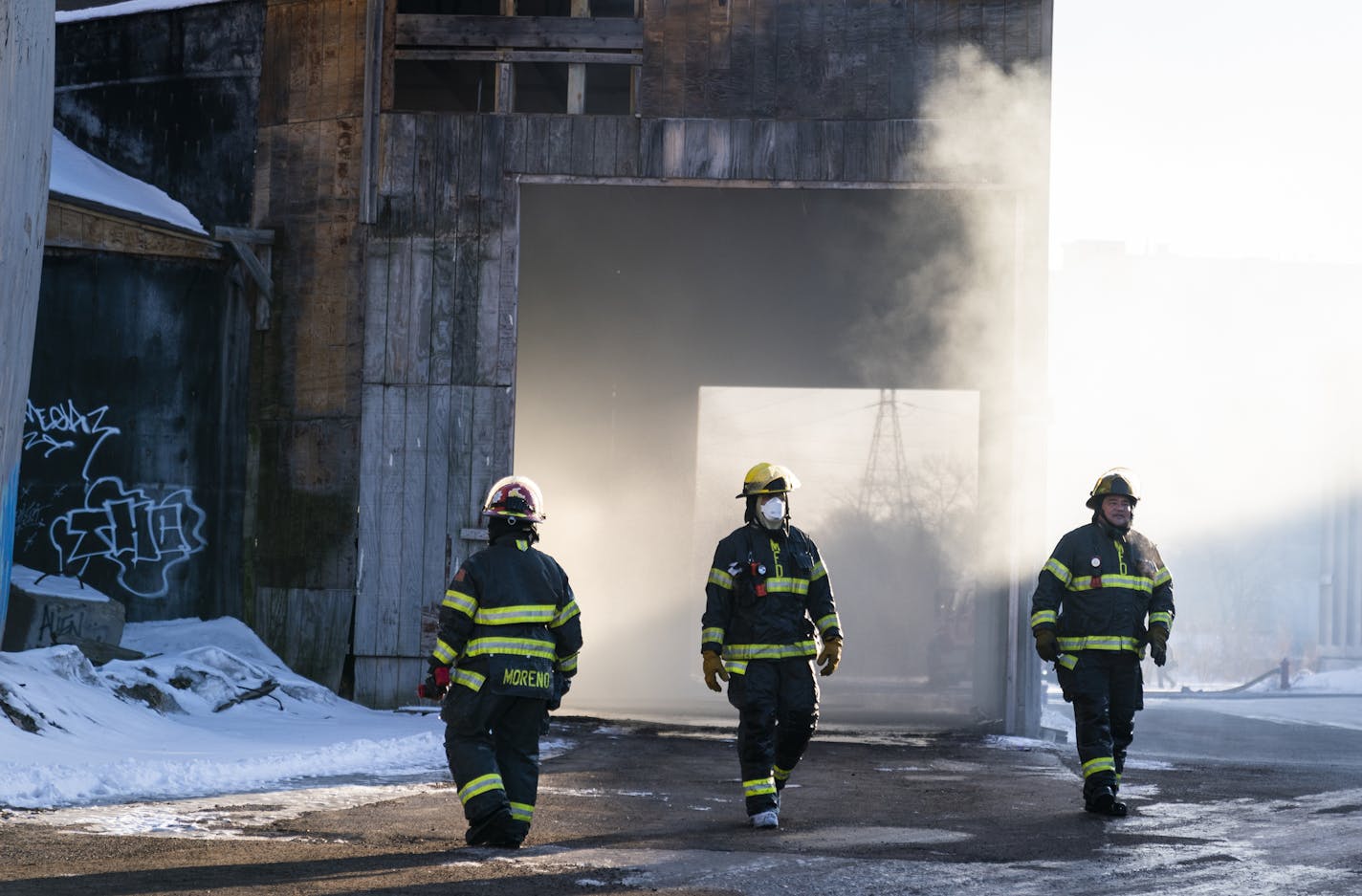 Minneapolis Fire Department firefighters work to put out a fire inside a commercial building along the 3700 block of Washington Avenue North. ] LEILA NAVIDI &#x2022; leila.navidi@startribune.com BACKGROUND INFORMATION: Minneapolis Fire Department firefighters work to put out a fire inside a commercial building along the 3700 block of Washington Avenue North in Minneapolis on Friday, February 21, 2020.