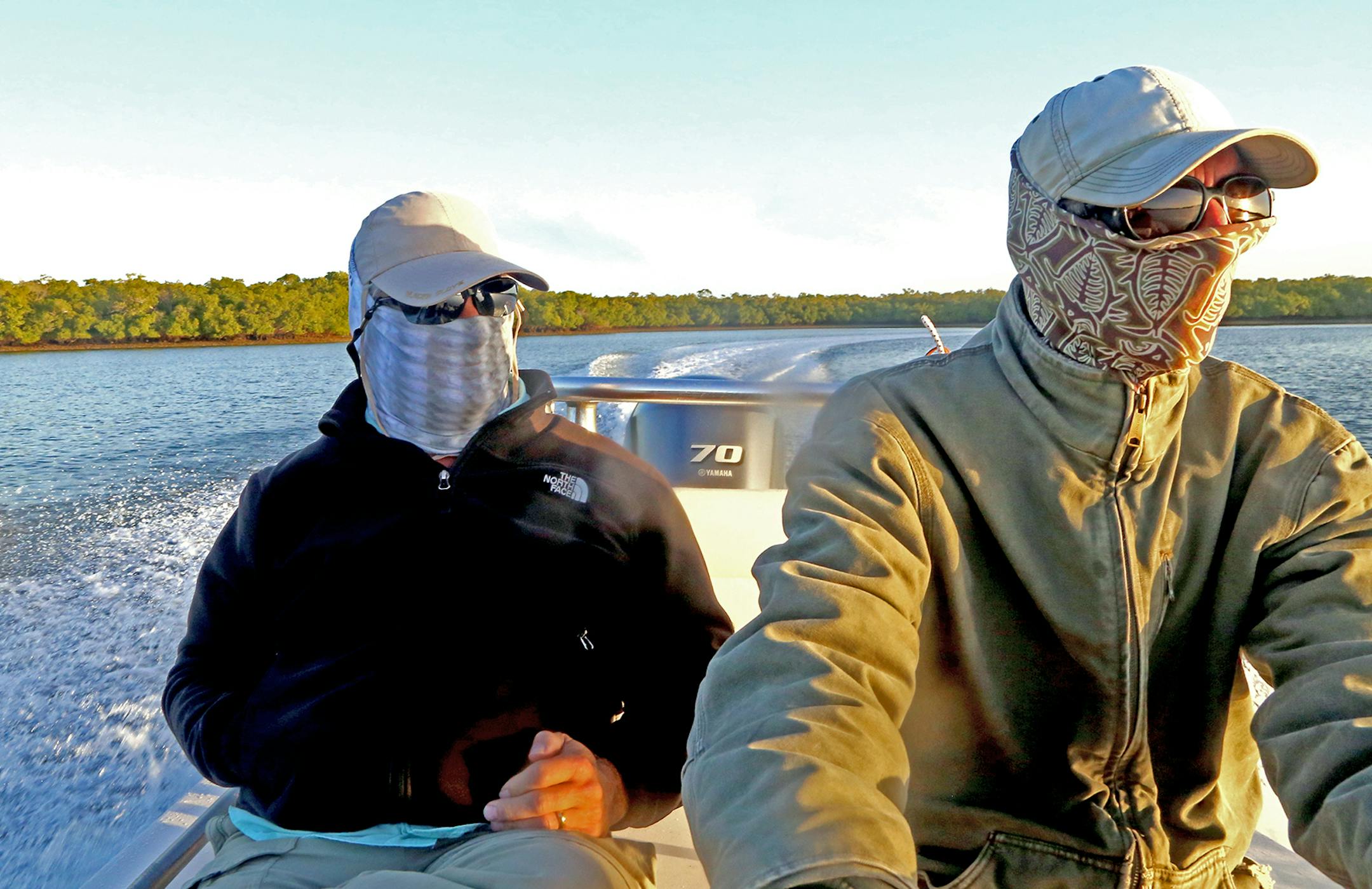 Steve Vilks of Naples, Fla., and fishing guide Ned Small in Small's skiff while fishing the 10,000 Islands area of South Florida.