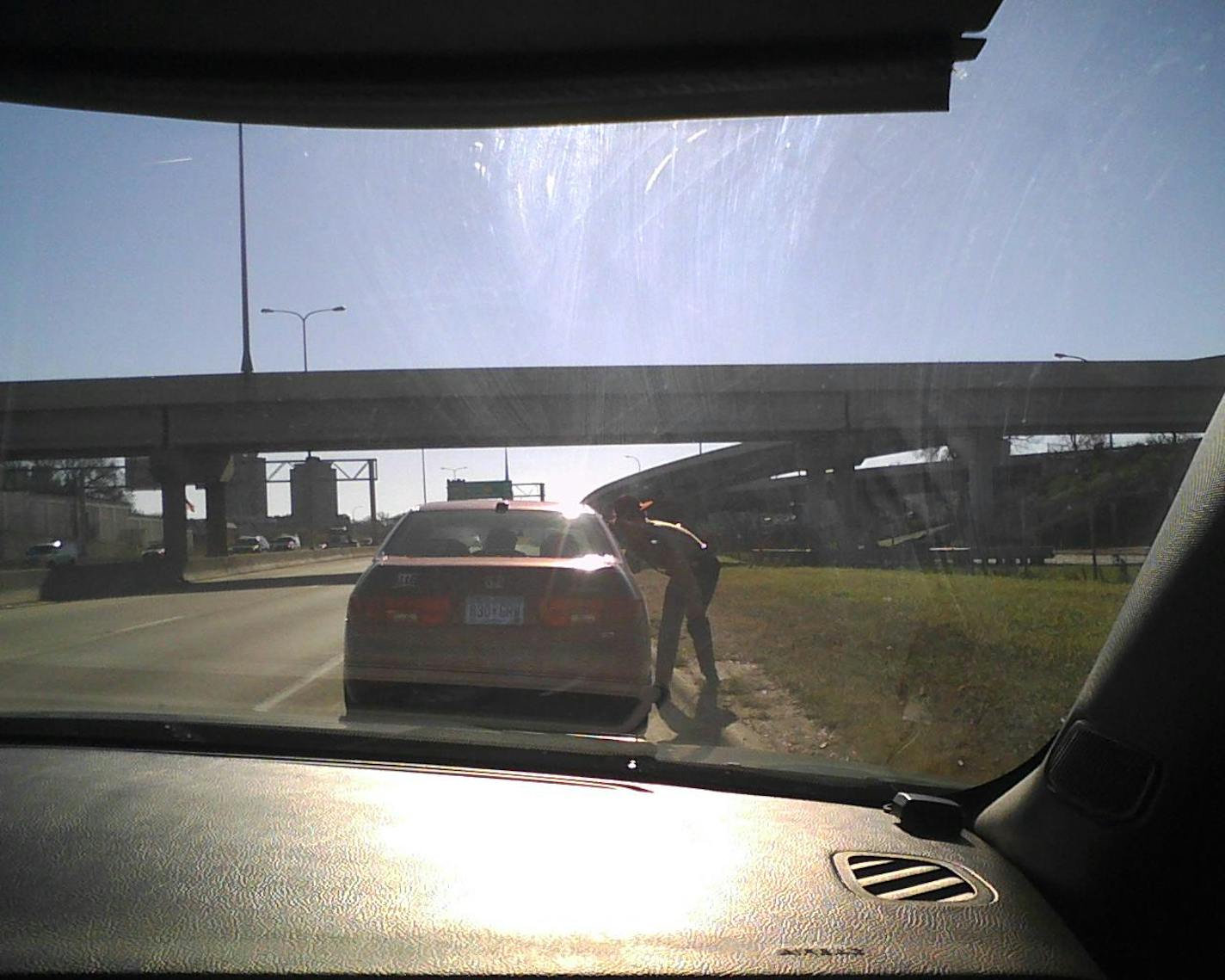 A state trooper stopped a car on Monday.