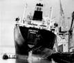 Dec. 1, 1981: No, the Jablanica, an ocean freighter from Yugoslavia, isn't sinking at the Duluth Port Terminal. Holds on the ship's starboard side wer