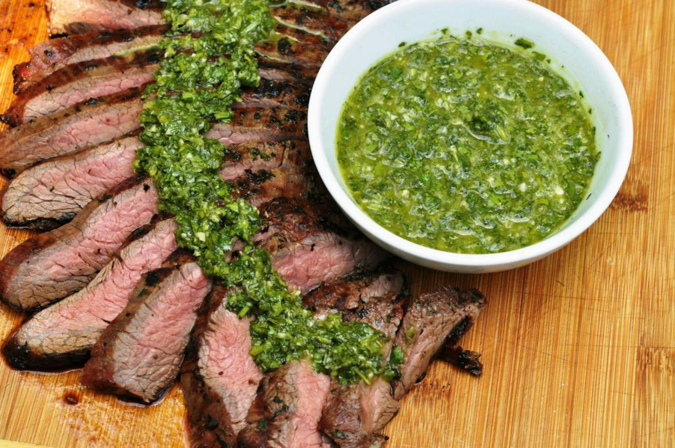 Condiments such as chimichurri spice up everyday meals.