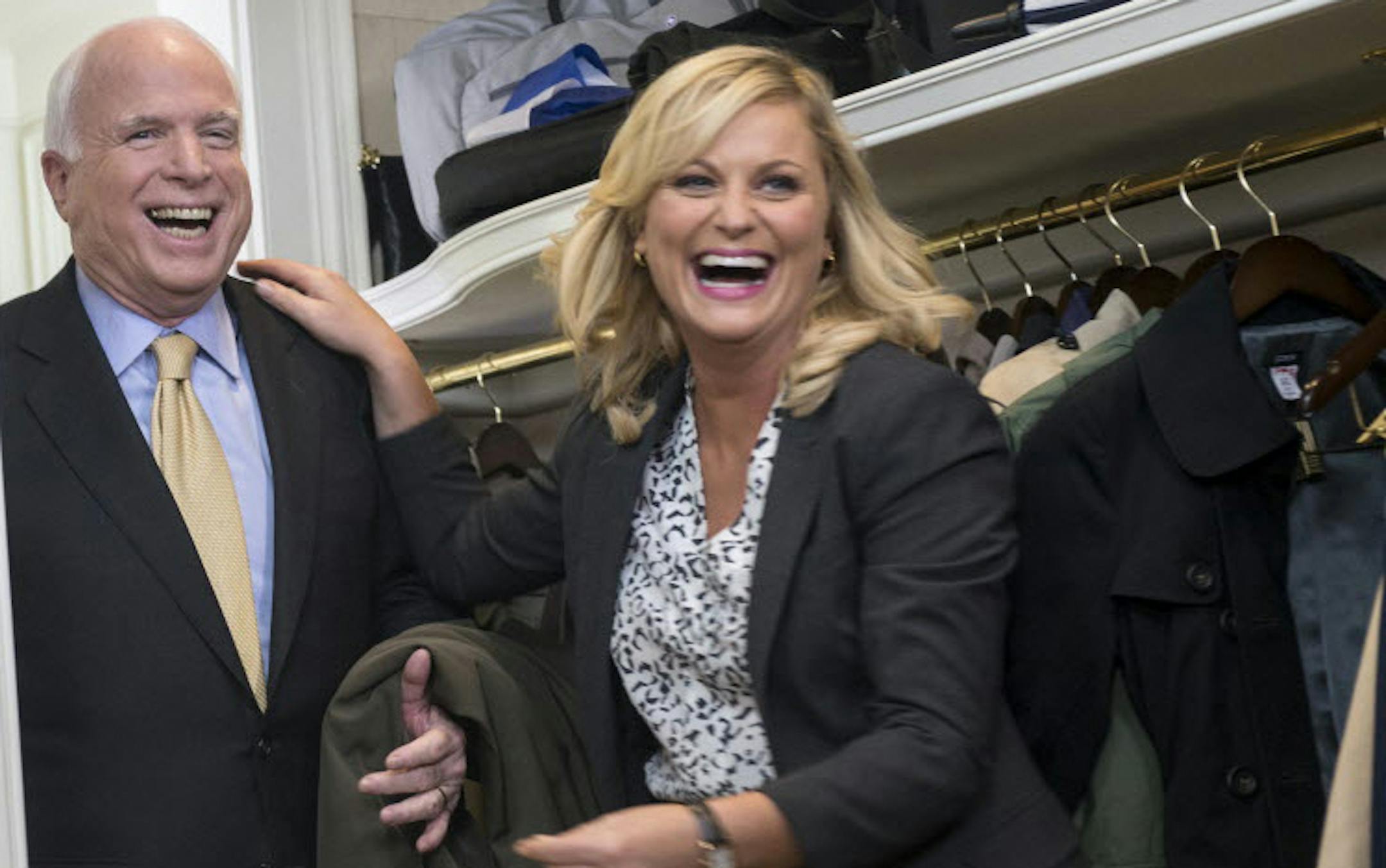 Amy Poehler plays the role as Leslie Knope a "Parks and Recreation" episode that included Sen. John McCain in a guest spot. Poehler will appear in a Best Buy Super Bowl ad.