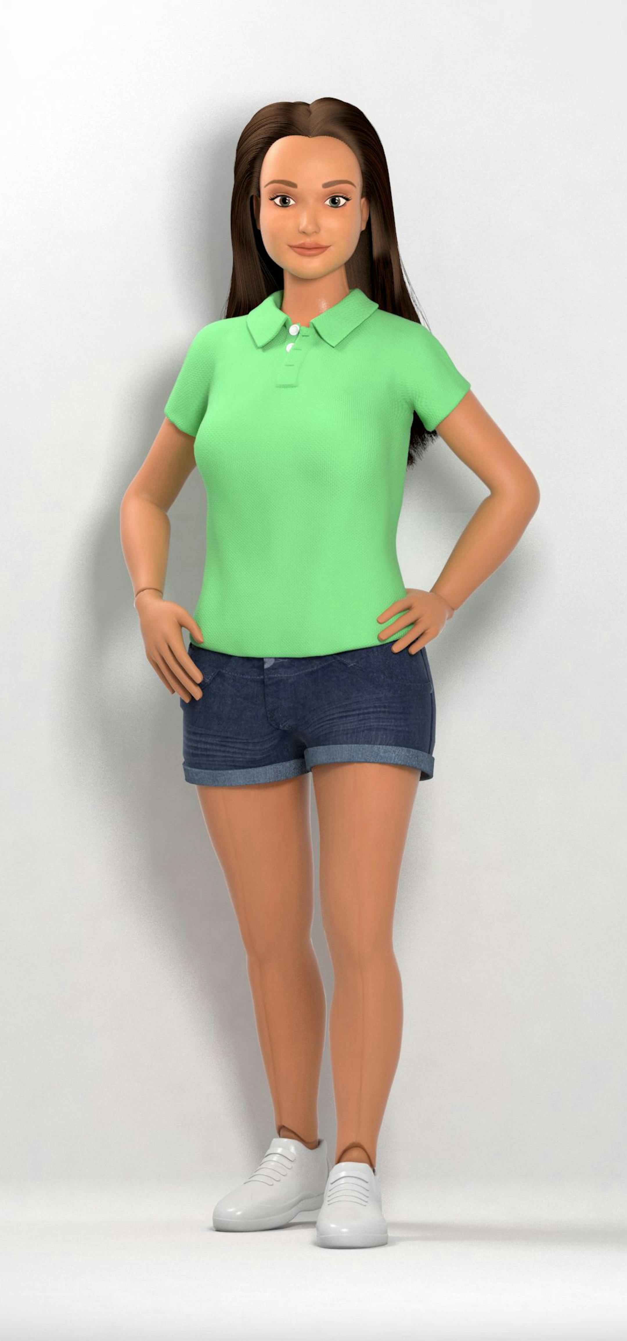 This computer rendition shows the Lammily doll, modeled on the proportions of an average 19-year-old.