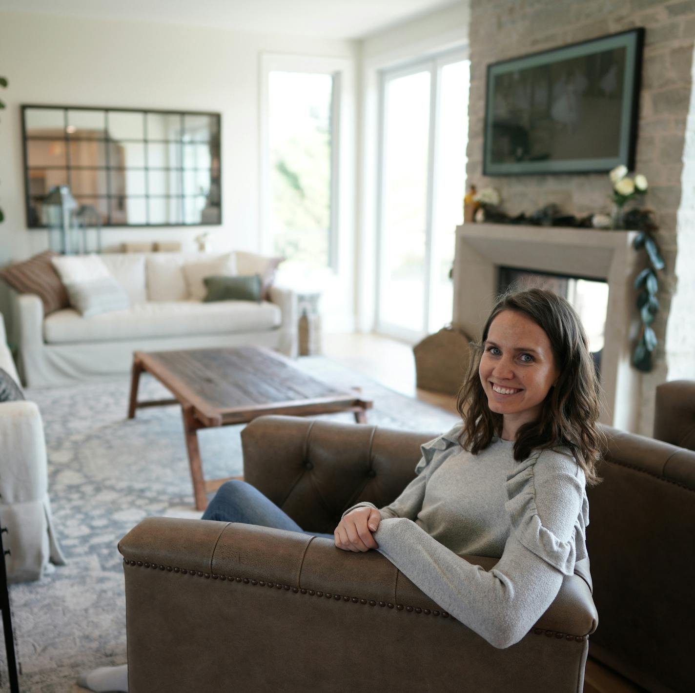 This Modern French Country home will be featured on Artisan Home Tour. Kirsten Erickson in her home. brian.peterson@startribune.com Independence, MN Monday, October 5, 2020