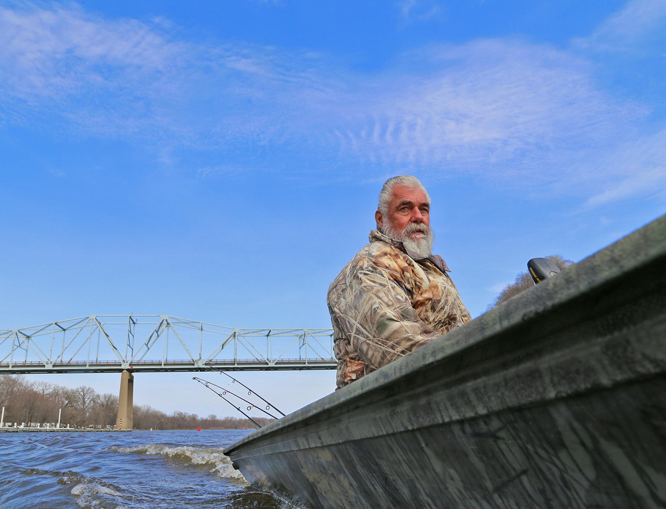 Dick "Griz'' Grzywinski of St. Paul on the Mississippi looking for walleye.