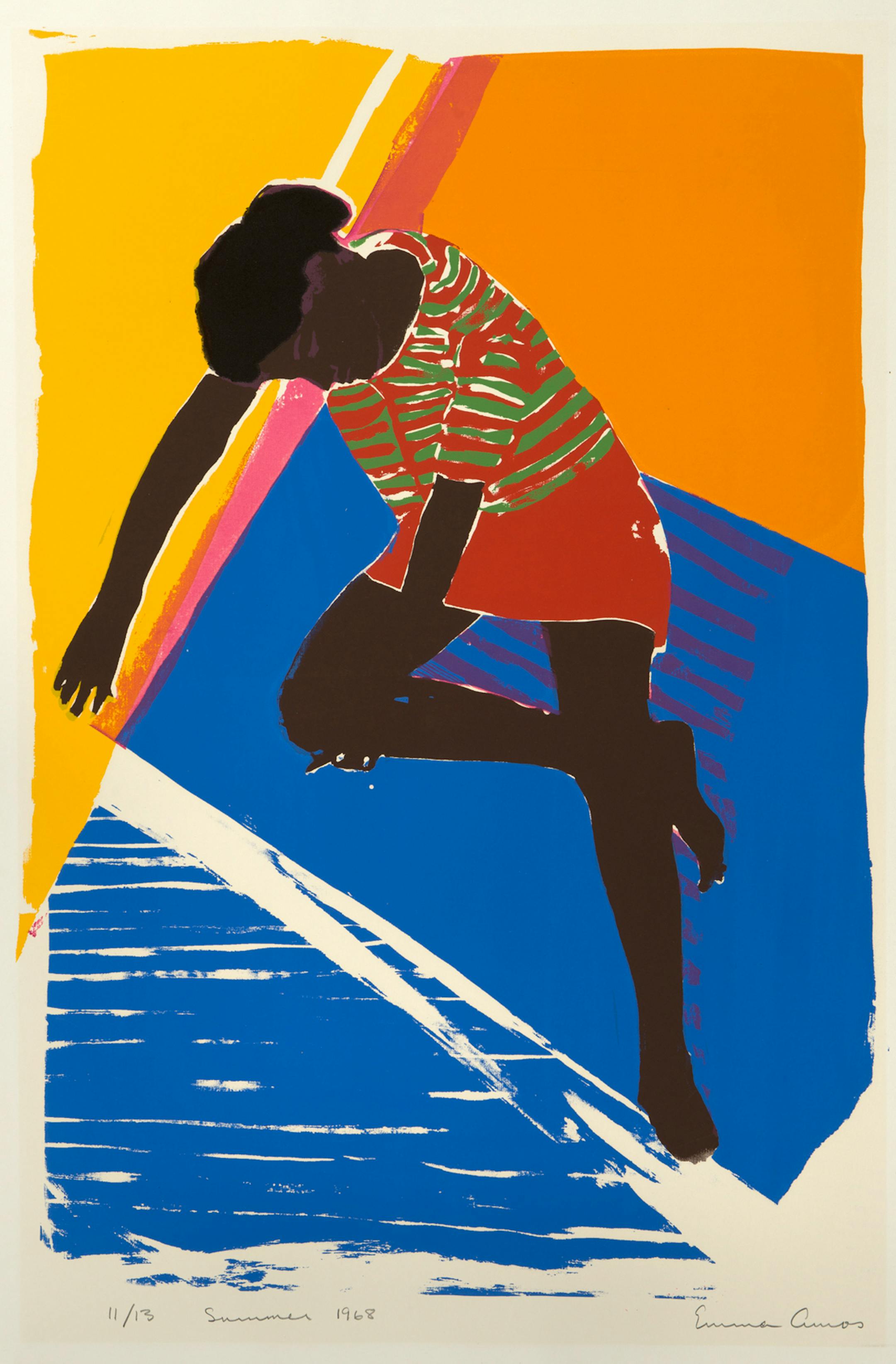 Emma Amos (b. 1938)," Summer 1968", 1968, screenprint, 35 1/4 x 23 1/8 inches. Coll. Minnesota Museum of American Art
