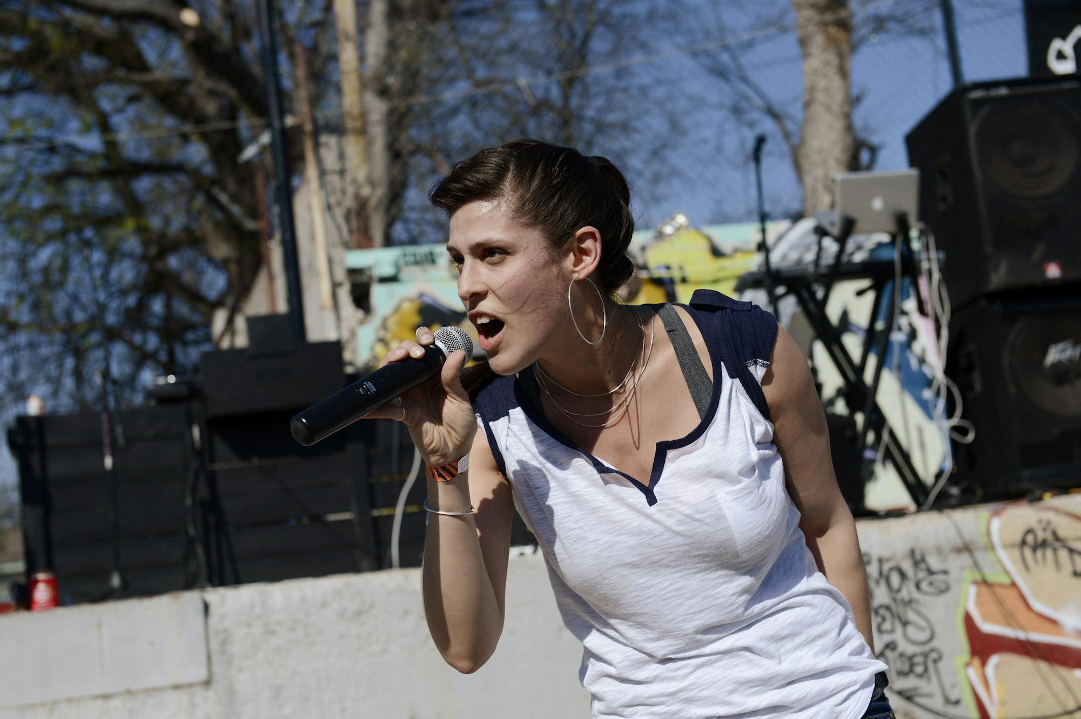 Dessa performs at Nice & Clean Carwash & Detail during the South by Southwest music festival in Austin, Texas, March 14, 2013. &#xac;&#xa9; Tony Nelson