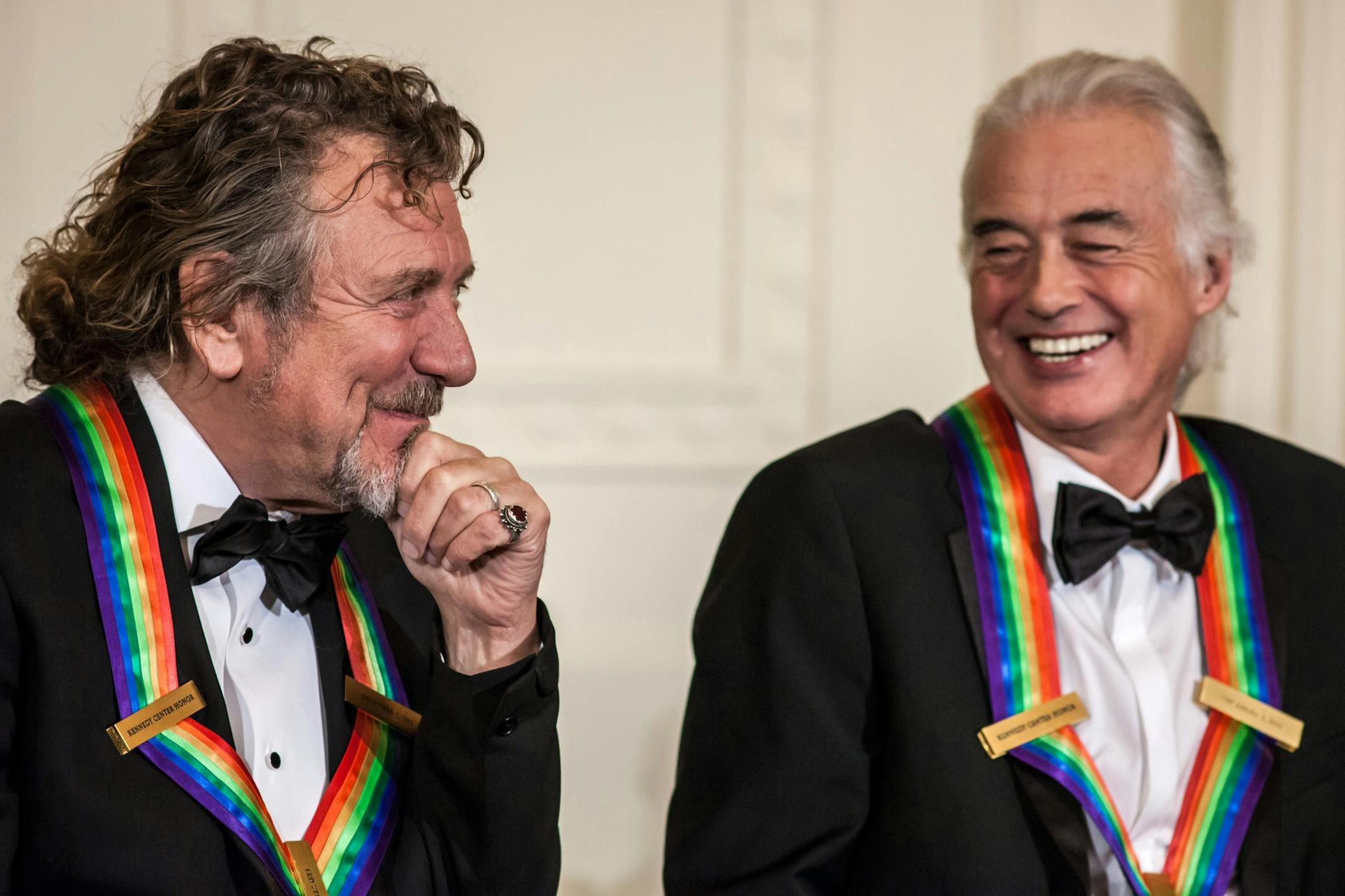 Robert Plant, left, and Jimmy Page of Led Zeppelin at the Kennedy Center Honors reception.