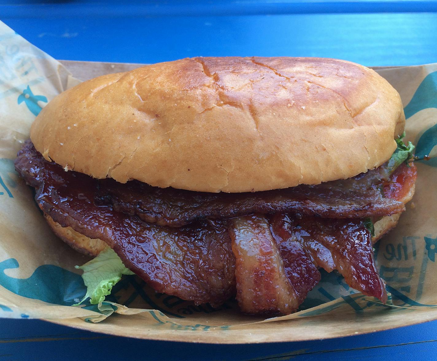 Rick Nelson, Star Tribune Minnesota State Fair 2016: New food Candied Bacon BLT at Blue Bowl