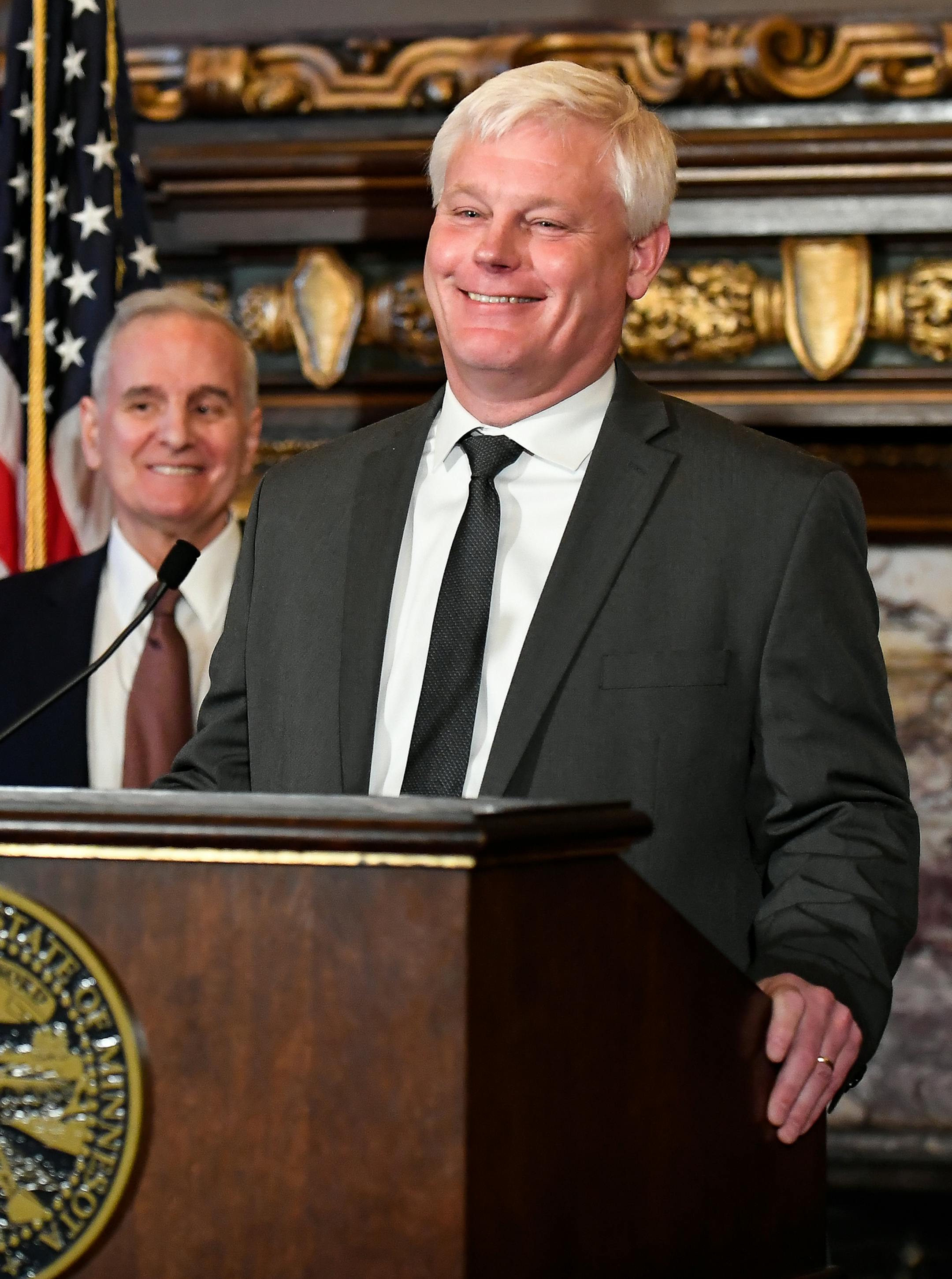 Rep. Paul Thissen laughed as he addressed attendees of Tuesday's press conference in which Thissen was introduced as Minnesota's new Supreme Court Justice. ] AARON LAVINSKY ï aaron.lavinsky@startribune.com Gov. Mark Dayton appointed Rep. Paul Thissen as a Supreme Court justice to replace David Stras, who now serves on the federal bench. This leaves the seven-member court with five Dayton appointees. Gov. Dayton's office held a press conference on Tuesday, April 17, 2018 at the Minnesota Cap