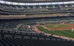 This was the way Target Field looked just before Brian Dozier's first-inning home run on Thursday, with the upper levels closed off and only several h