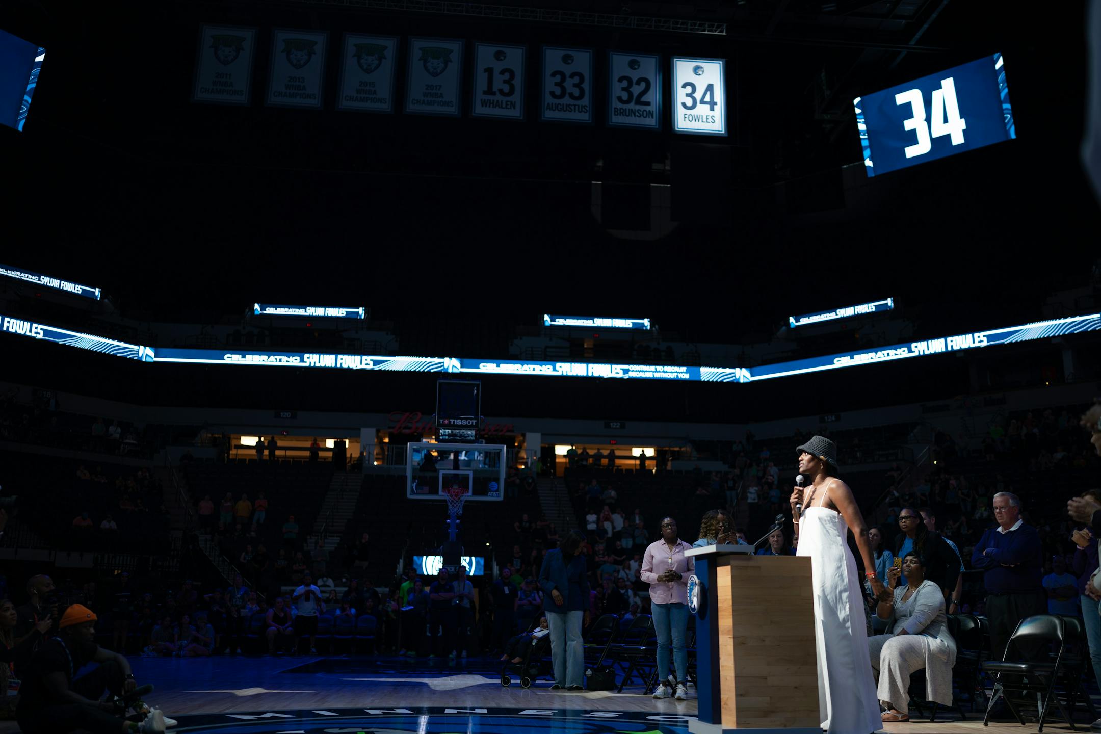 Former Minnesota Lynx center Sylvia Fowles spoke after her number was retired in a post-game ceremony at Target Center Sunday night.