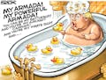 Sack cartoon: Trump's battle plan