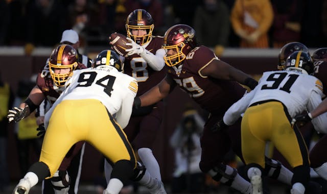 Gophers quarterback Athan Kaliakmanis will be playing behind an offensive line that needs to replace three starters this season.