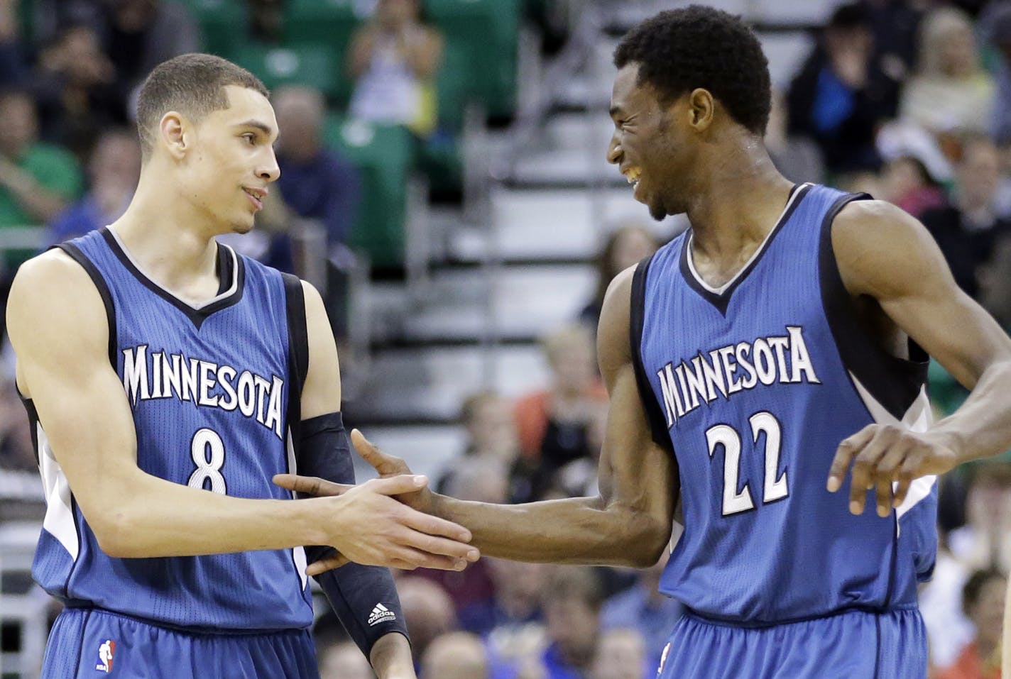 Andrew Wiggins (22) and Zach LaVine.