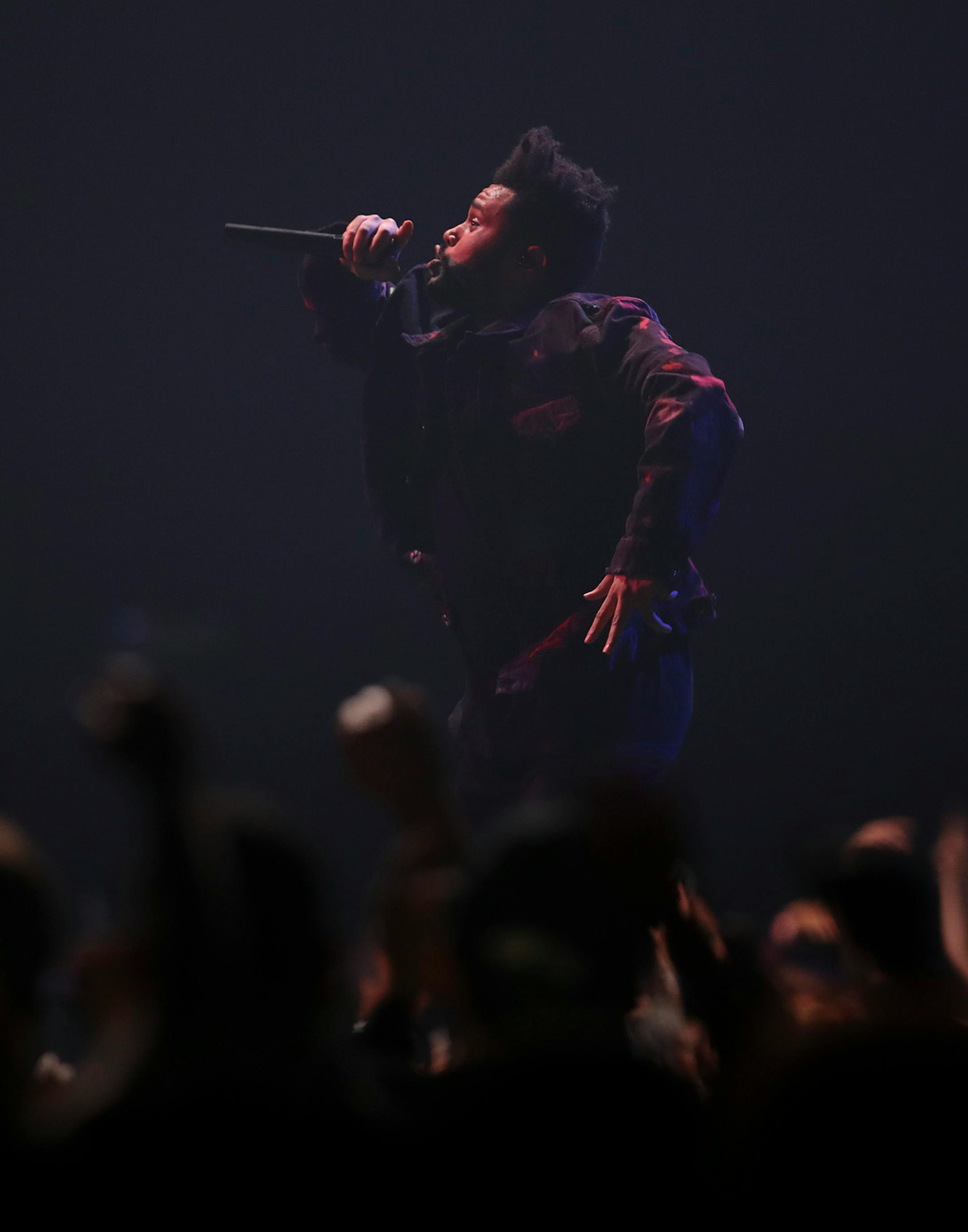 The Weeknd early in his set Sunday night.