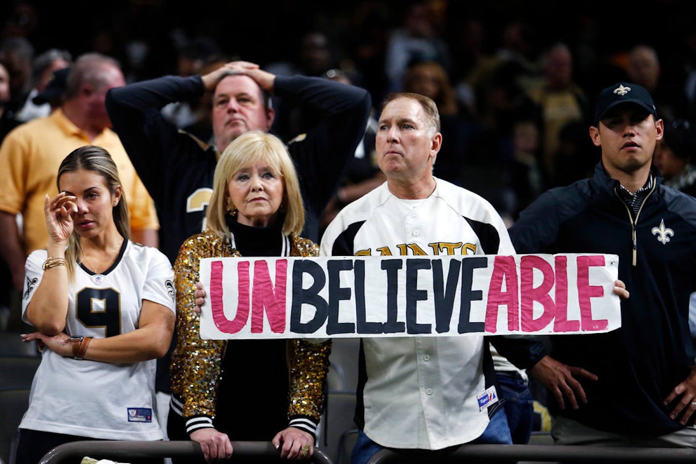 Saints fans reacted after the overtime loss to the Vikings.